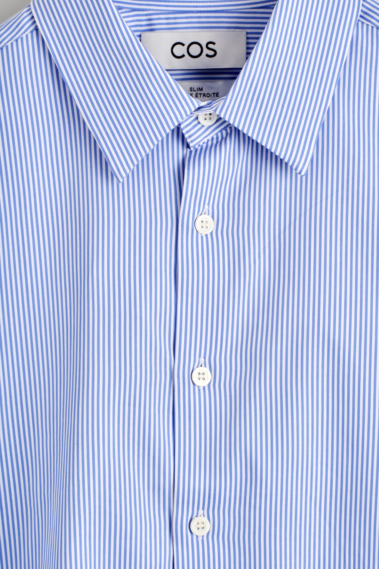 SLIM TAILORED POPLIN SHIRT — BLUE / STRIPED