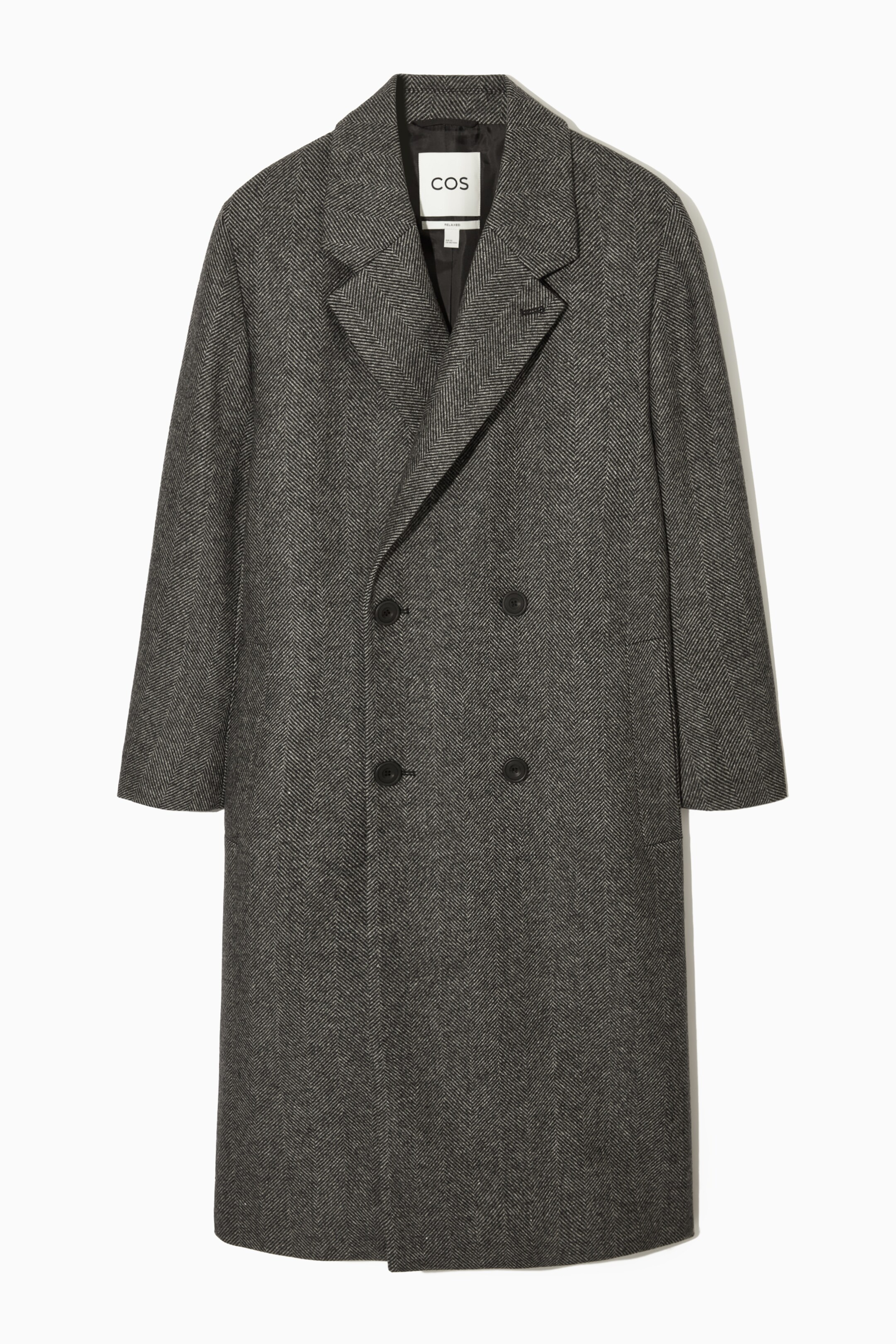 Näytä suurempi kuva: DOUBLE-BREASTED HERRINGBONE COAT - DARK GREY - MIEHET | H&M FI 1