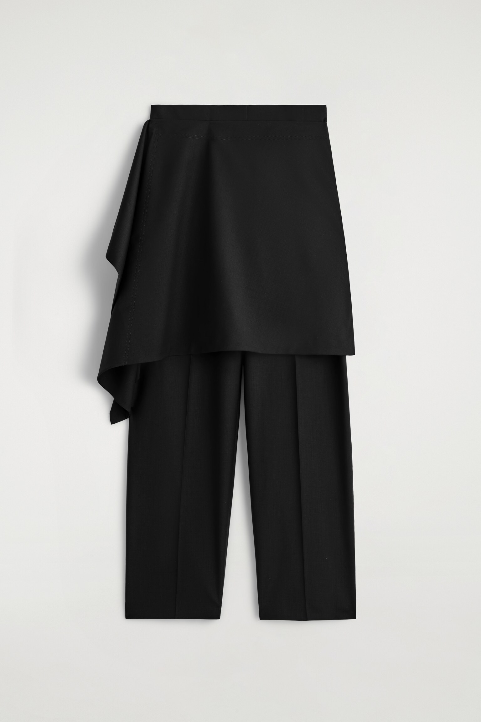 WOOL SKIRT TROUSERS - BLACK/NAVY - 2