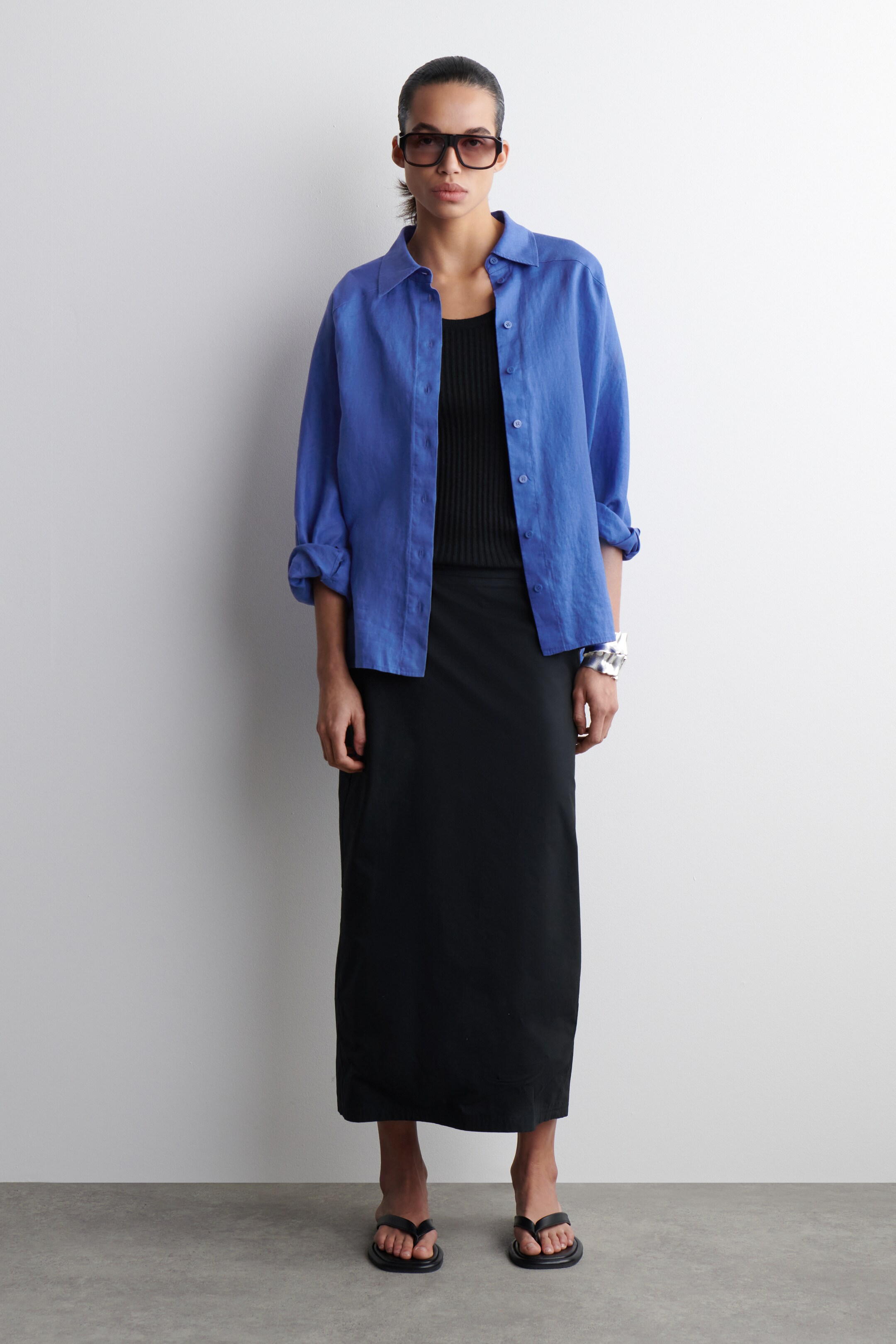 Agrandir l'image: CHEMISE À SILHOUETTE CARRÉE EN LIN - BLEU COBALT - FEMME | H&M FR 2