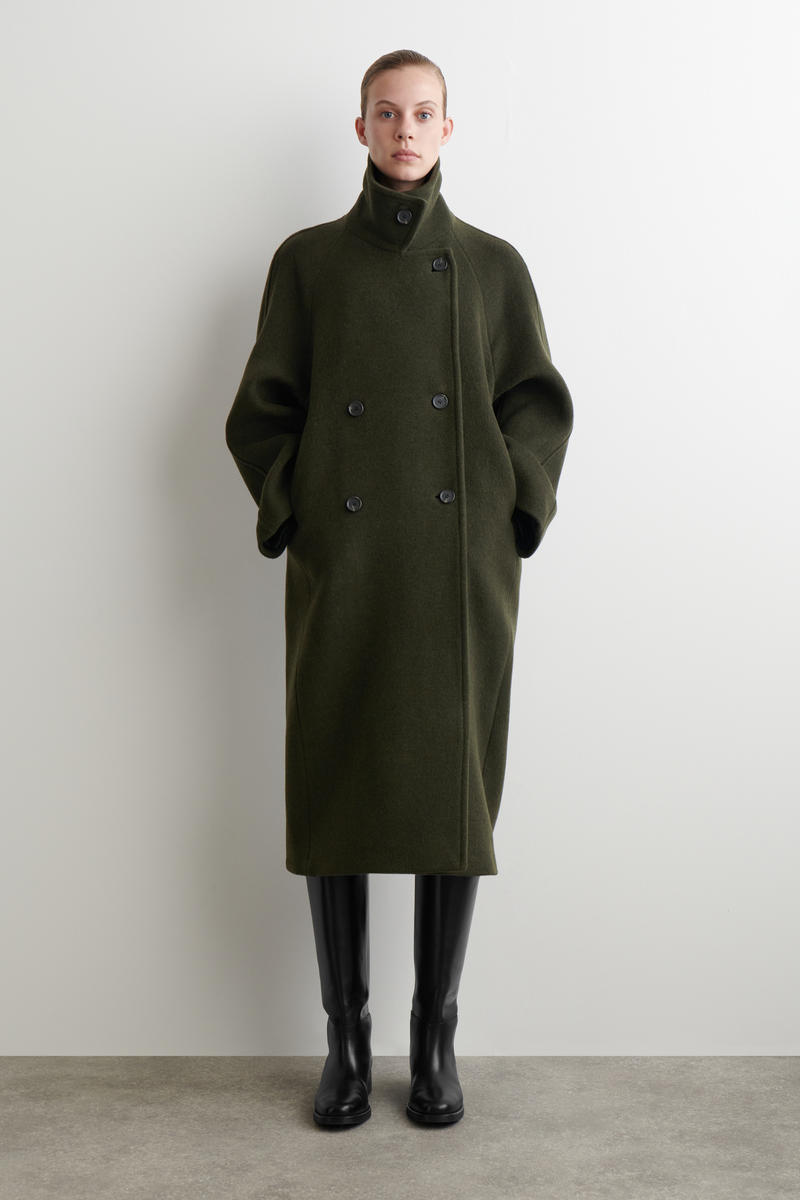 Cos Oversized Double-breasted Wool Coat In Green