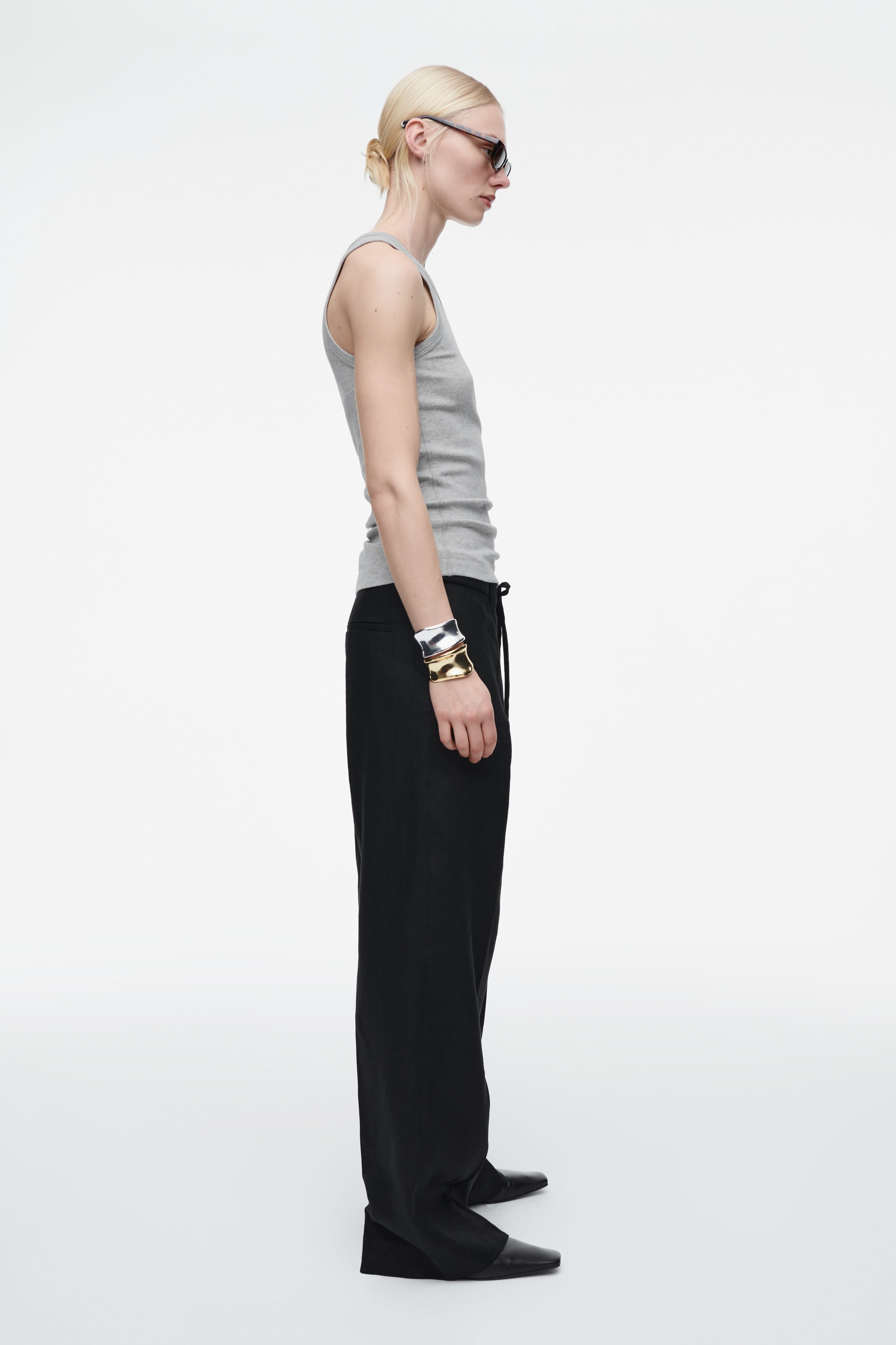 よねおか RIBBED TANK TOP - GRAY MÉLANGE | COS US