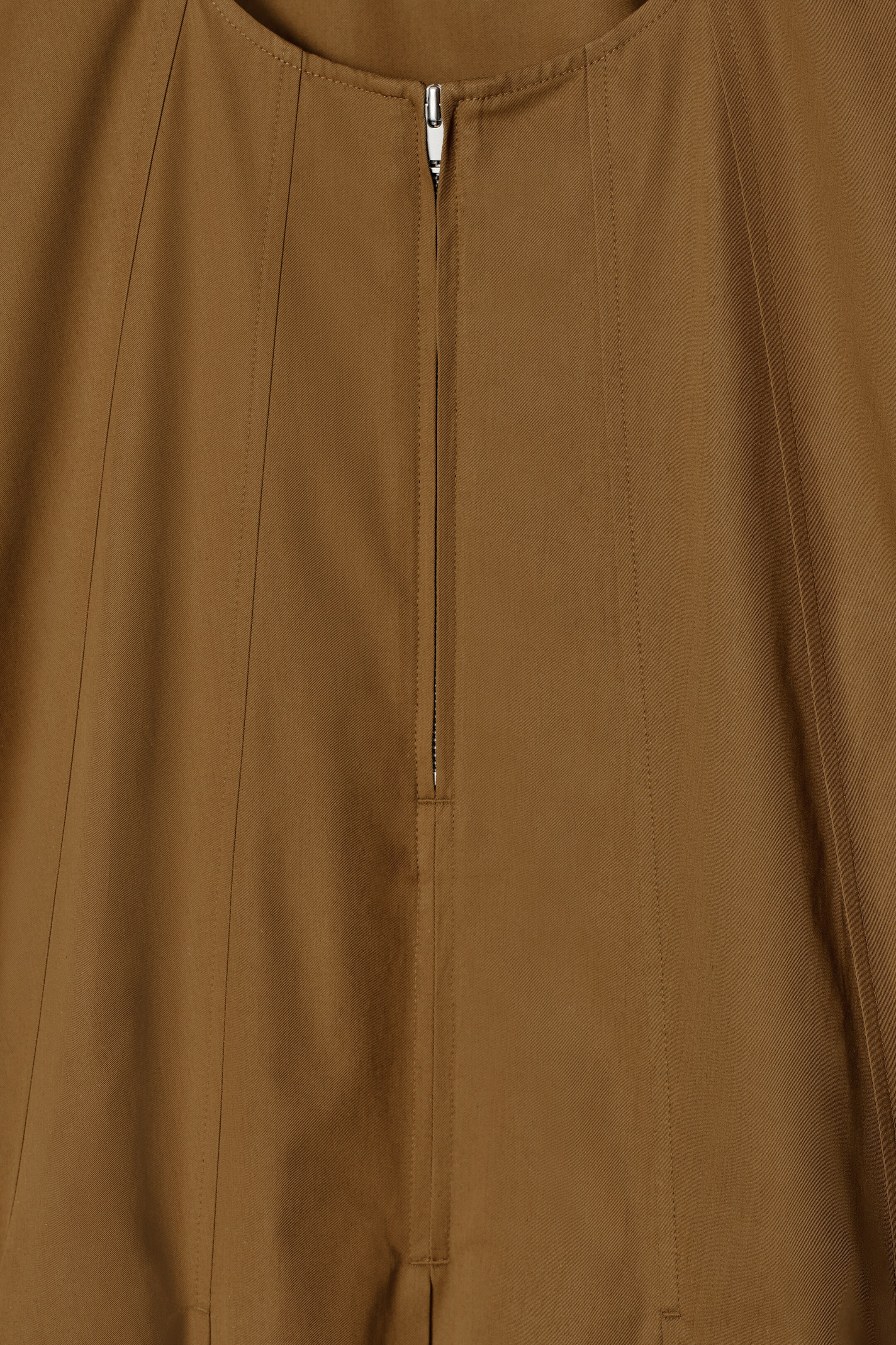 View larger image: PLEATED ZIP-UP COTTON MINI DRESS - BROWN - Ladies | H&M GB 7