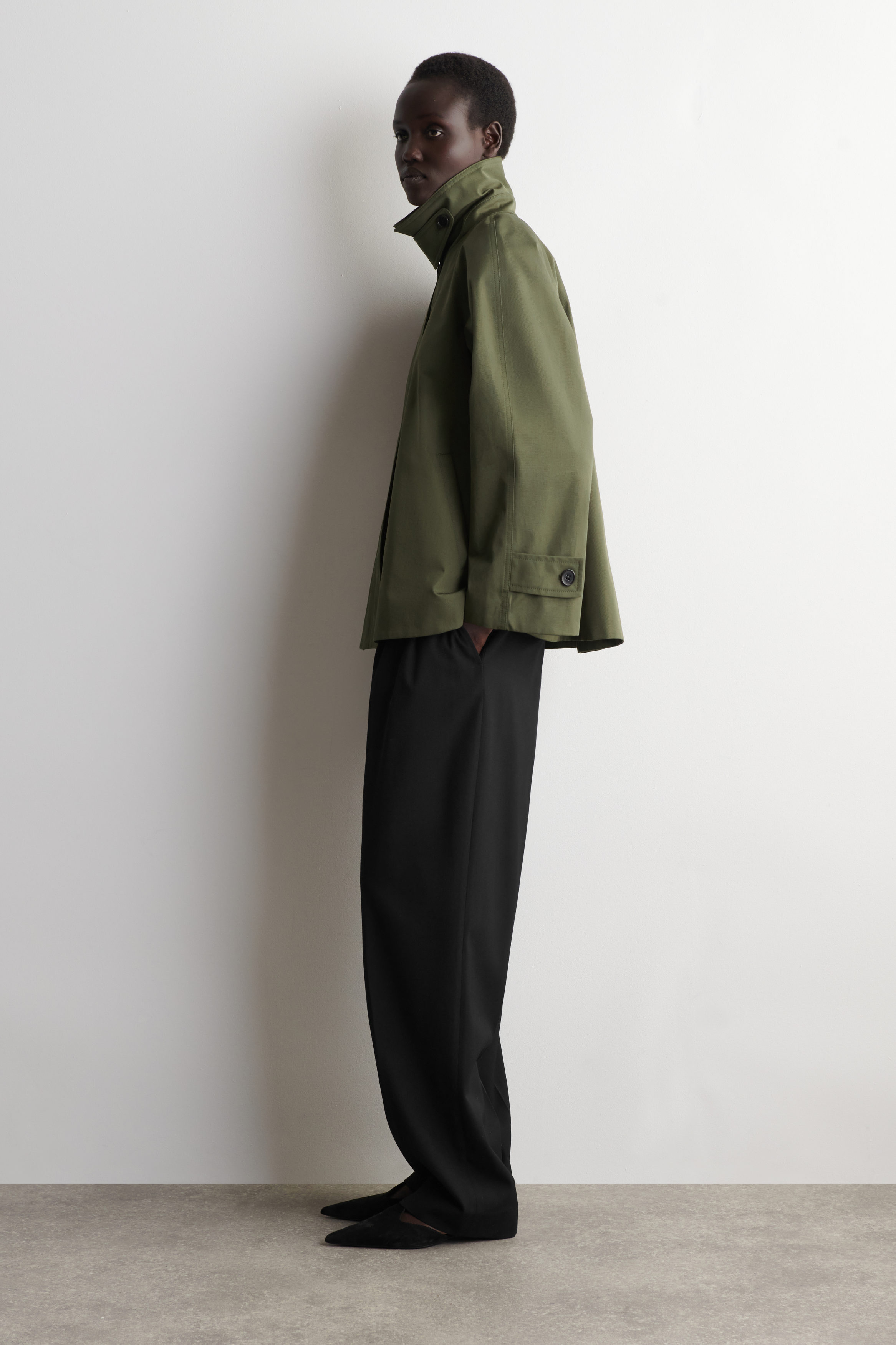 A-LINE COTTON-TWILL JACKET - KHAKI | COS US