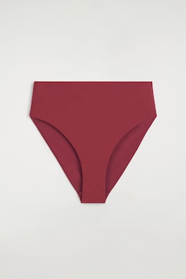 TEXTURED HIGH-WAISTED BIKINI BRIEFS — RUST 5