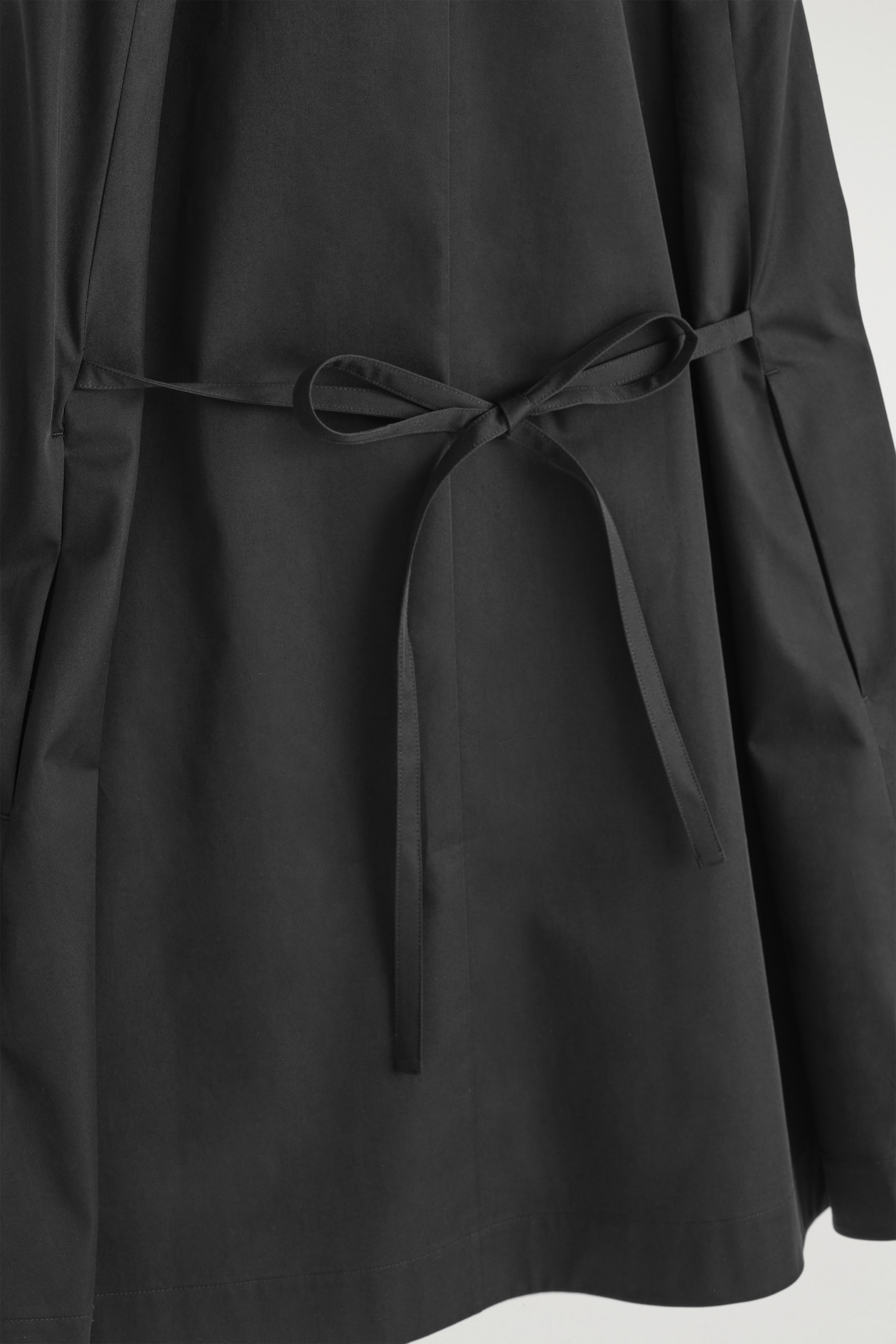 BUTTONED PIMA COTTON MINI DRESS — BLACK