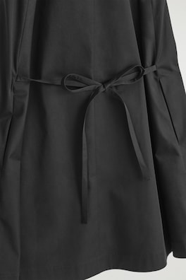 BUTTONED PIMA COTTON MINI DRESS — BLACK 1