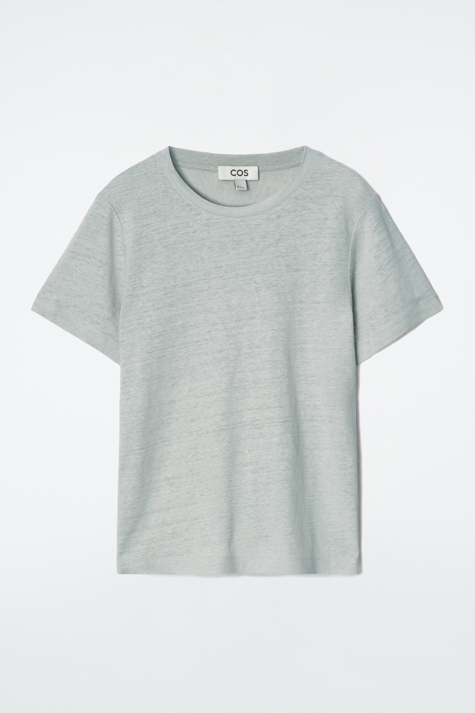 CAMISETA DE LINO CON CUELLO REDONDO - AZUL EMPOLVADO/SIN TEÑIR / RAYAS/BLANCO - 2