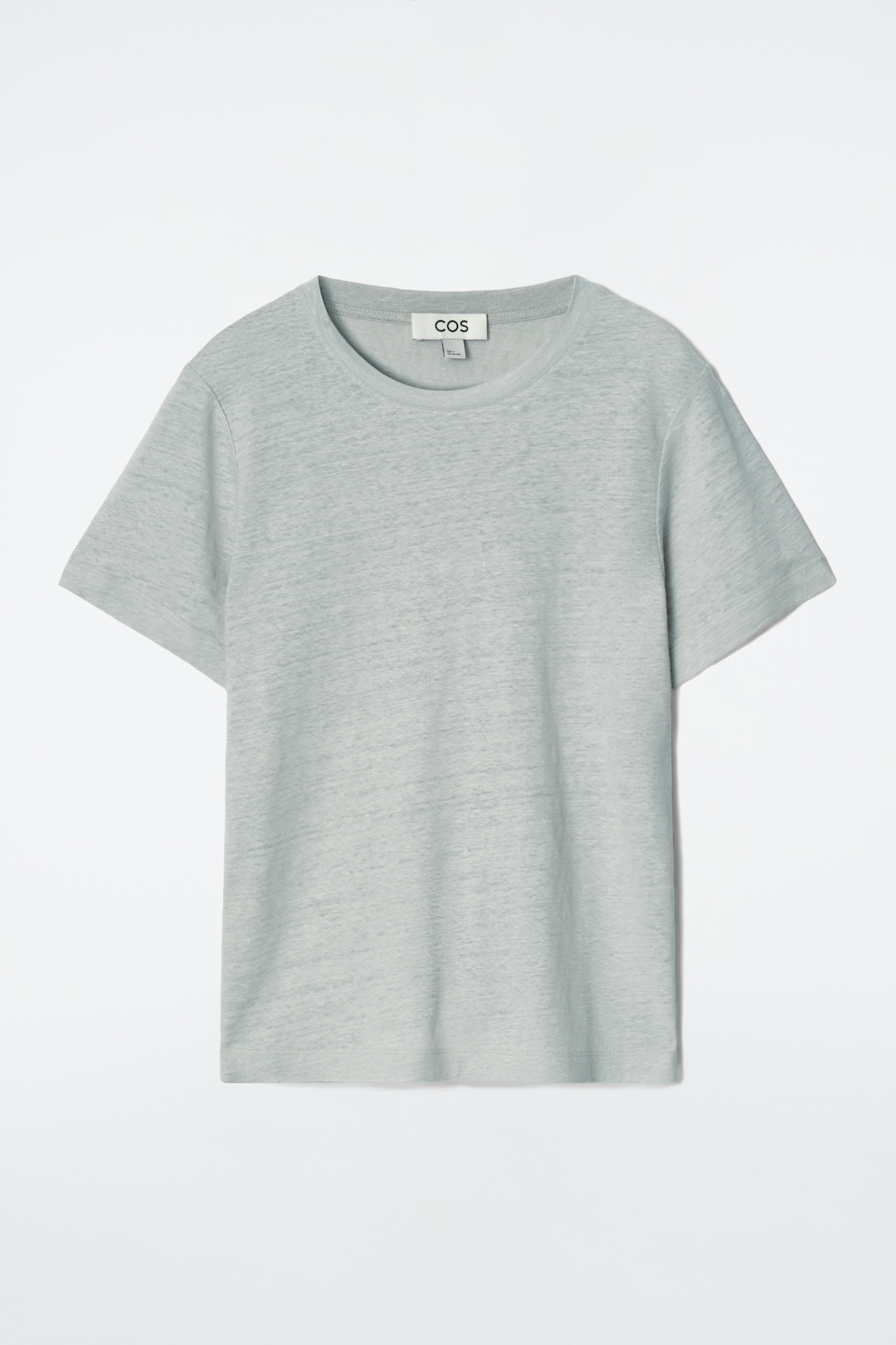 CAMISETA DE LINO CON CUELLO REDONDO - AZUL EMPOLVADO/SIN TEÑIR / RAYAS/BLANCO/NEGRO - 2