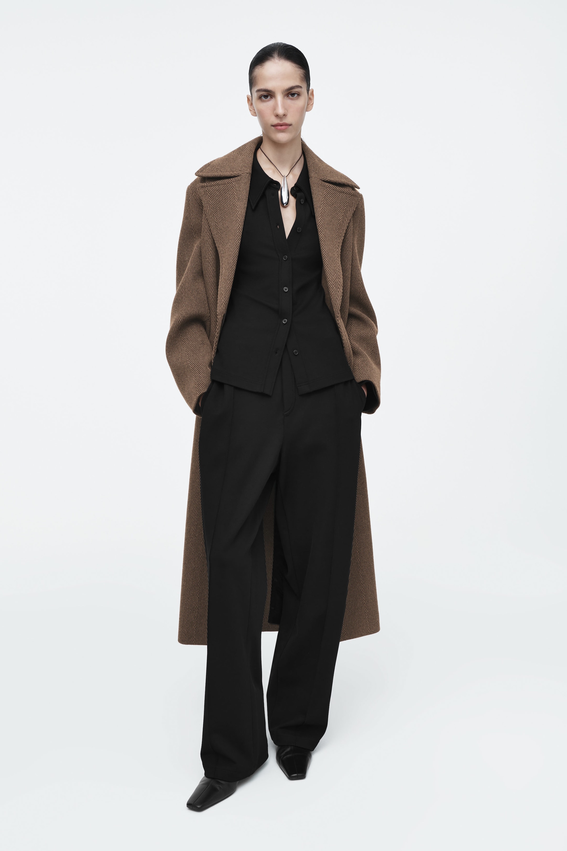 PINTUCKED STRAIGHT-LEG PANTS