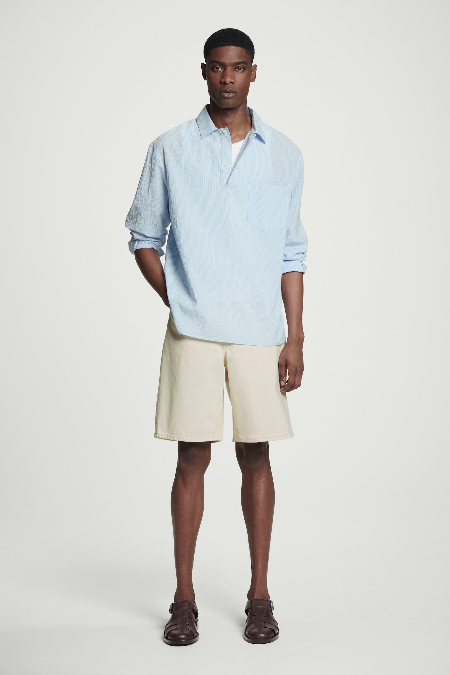 JEANSSHORTS - ECRU/Blau