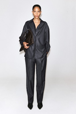 WING-COLLAR WOOL-FLANNEL SHIRT — SLATE 3