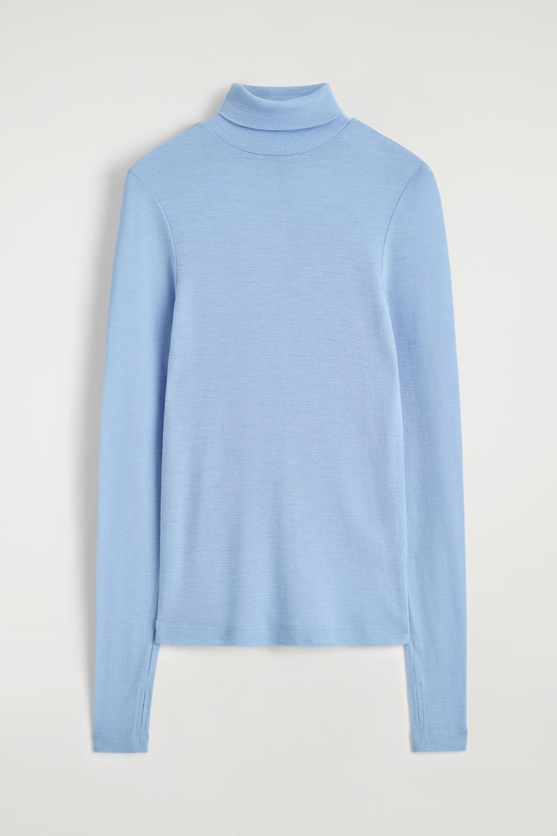 Cos Merino Wool High-neck Top In Blue
