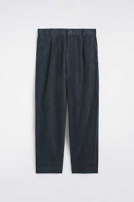 CORDUROY RELAXED-FIT TAPERED PANTS — NAVY 7