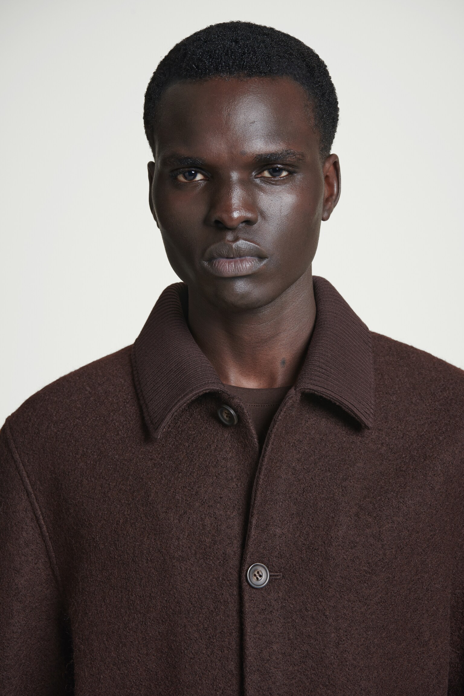 VESTE WORKWEAR EN LAINE BOUILLIE - BRUN FONCÉ - 8