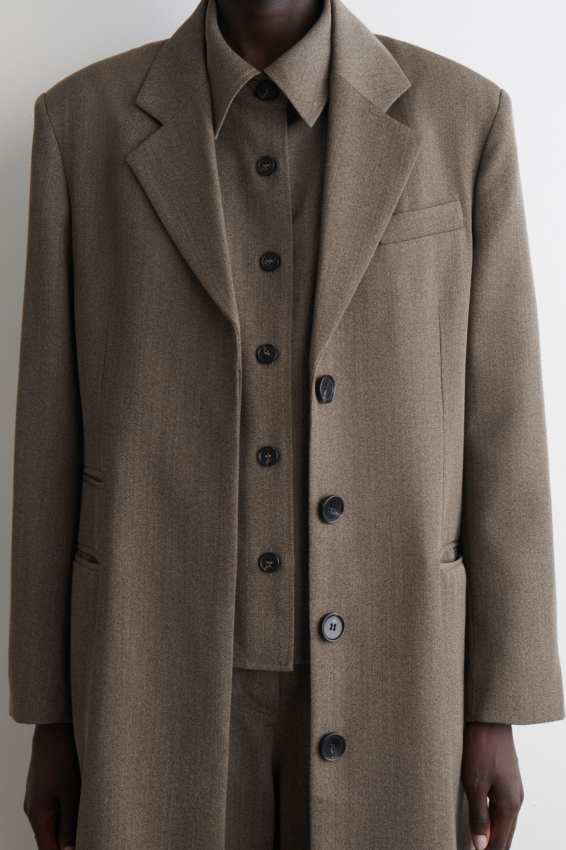 SINGLE-BREASTED WOOL-BLEND COAT - BROWN | COS
