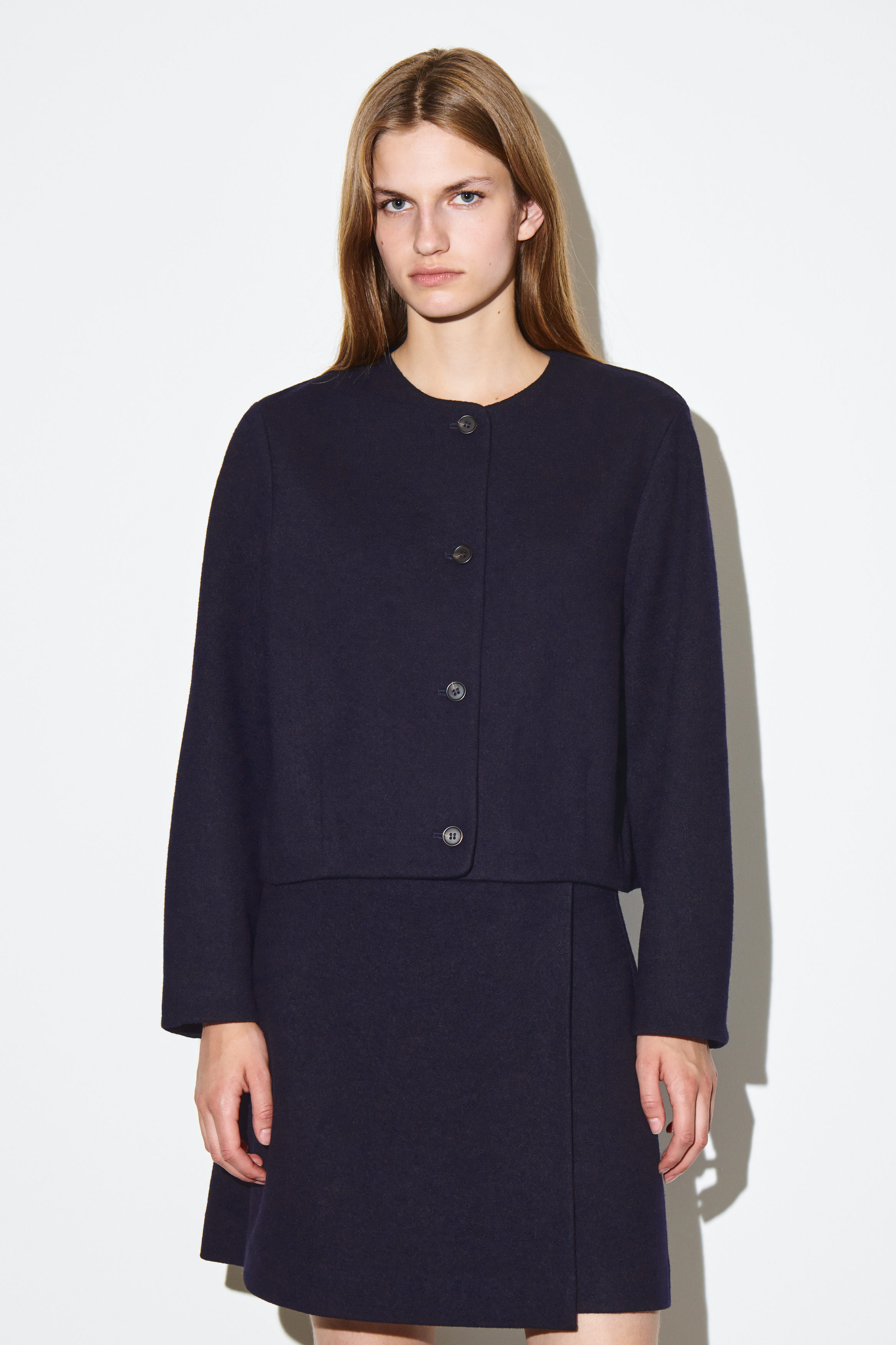 BOILED MERINO WOOL CARDIGAN - NAVY | COS US