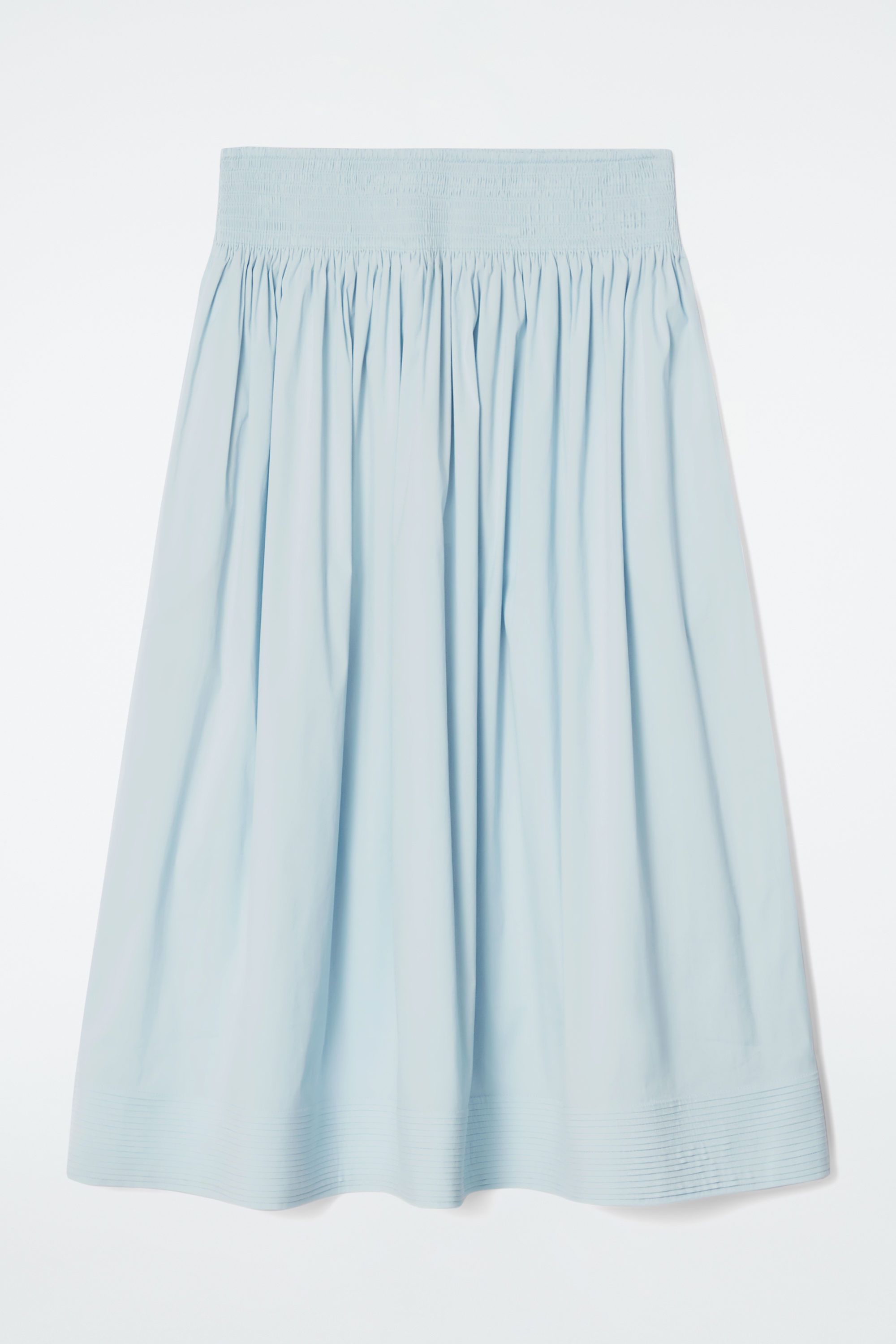 SMOCKED A-LINE MIDI SKIRT - LIGHT BLUE | COS
