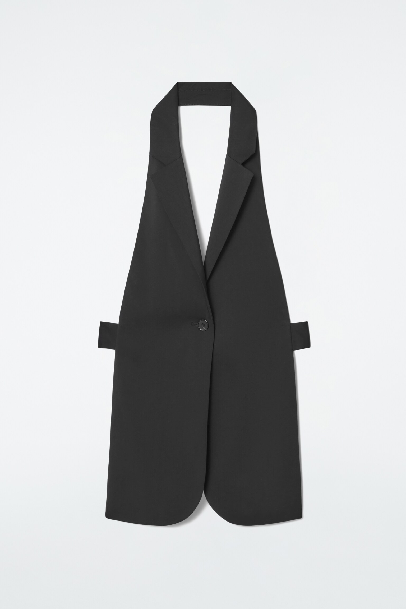 LONGLINE BACKLESS WOOL WAISTCOAT - BLACK - 1
