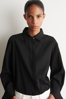 LONGLINE LINEN SHIRT — BLACK 5