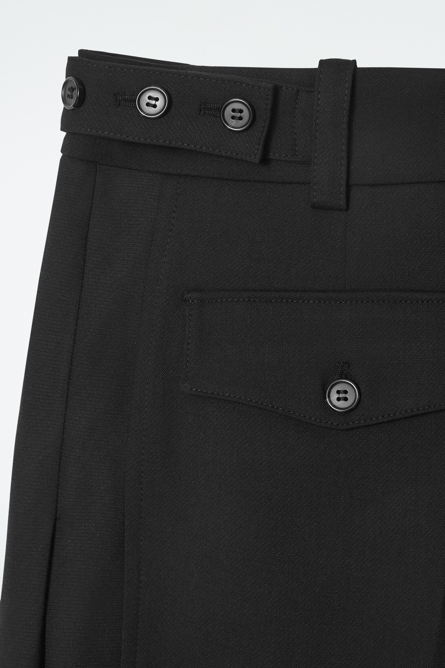 WOOL-BLEND BARREL-LEG TROUSERS - BLACK - 3