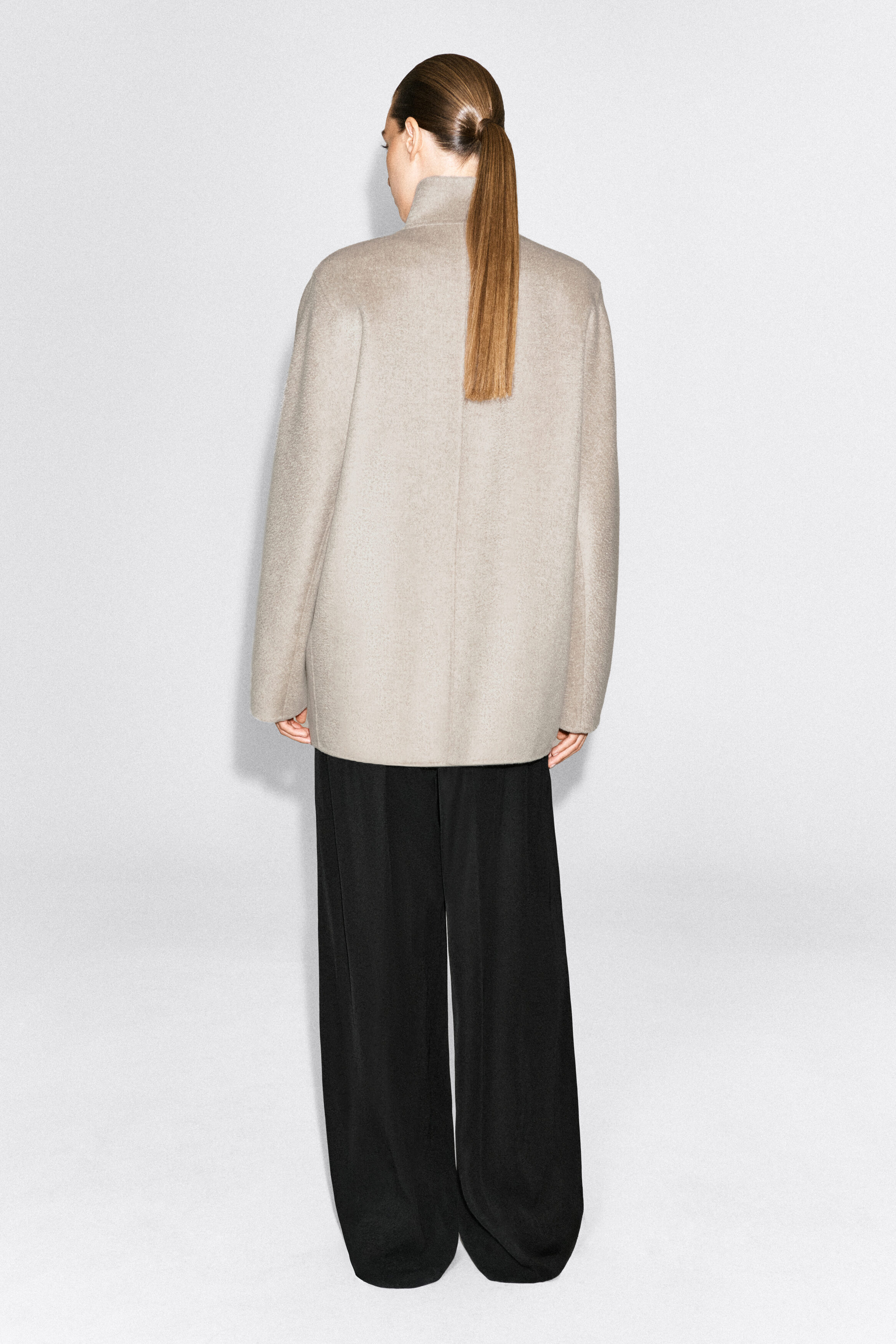 DOUBLE-FACED CASHMERE MOCK-NECK JACKET - OAT | COS US
