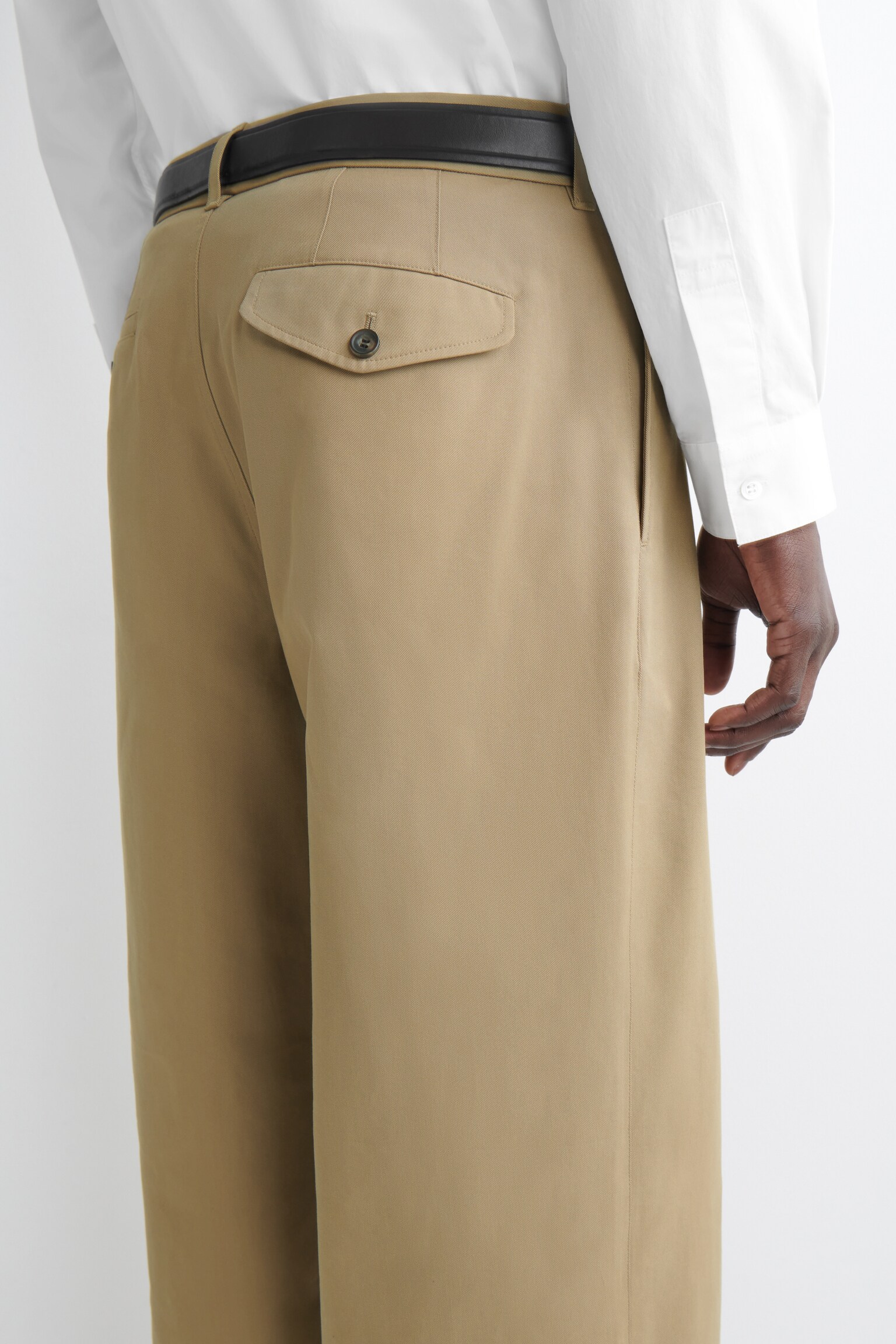 PANTALON CHINO LARGE EN COTON - BEIGE - 5