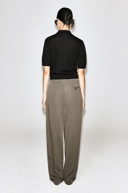 TIE-FRONT KNITTED WOOL SHIRT — BLACK 5