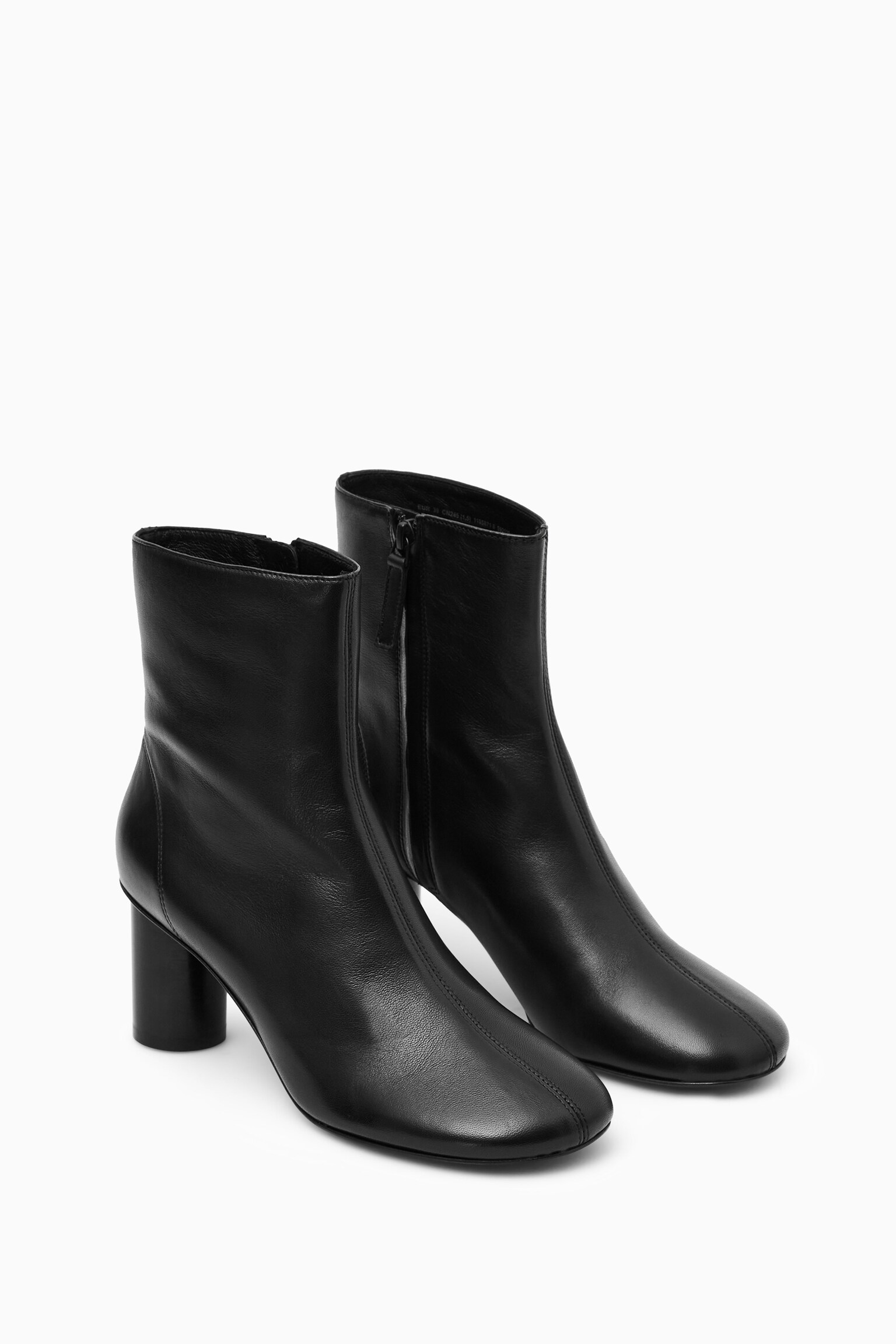 CYLINDER-HEEL LEATHER SOCK BOOTS - BLACK - 2