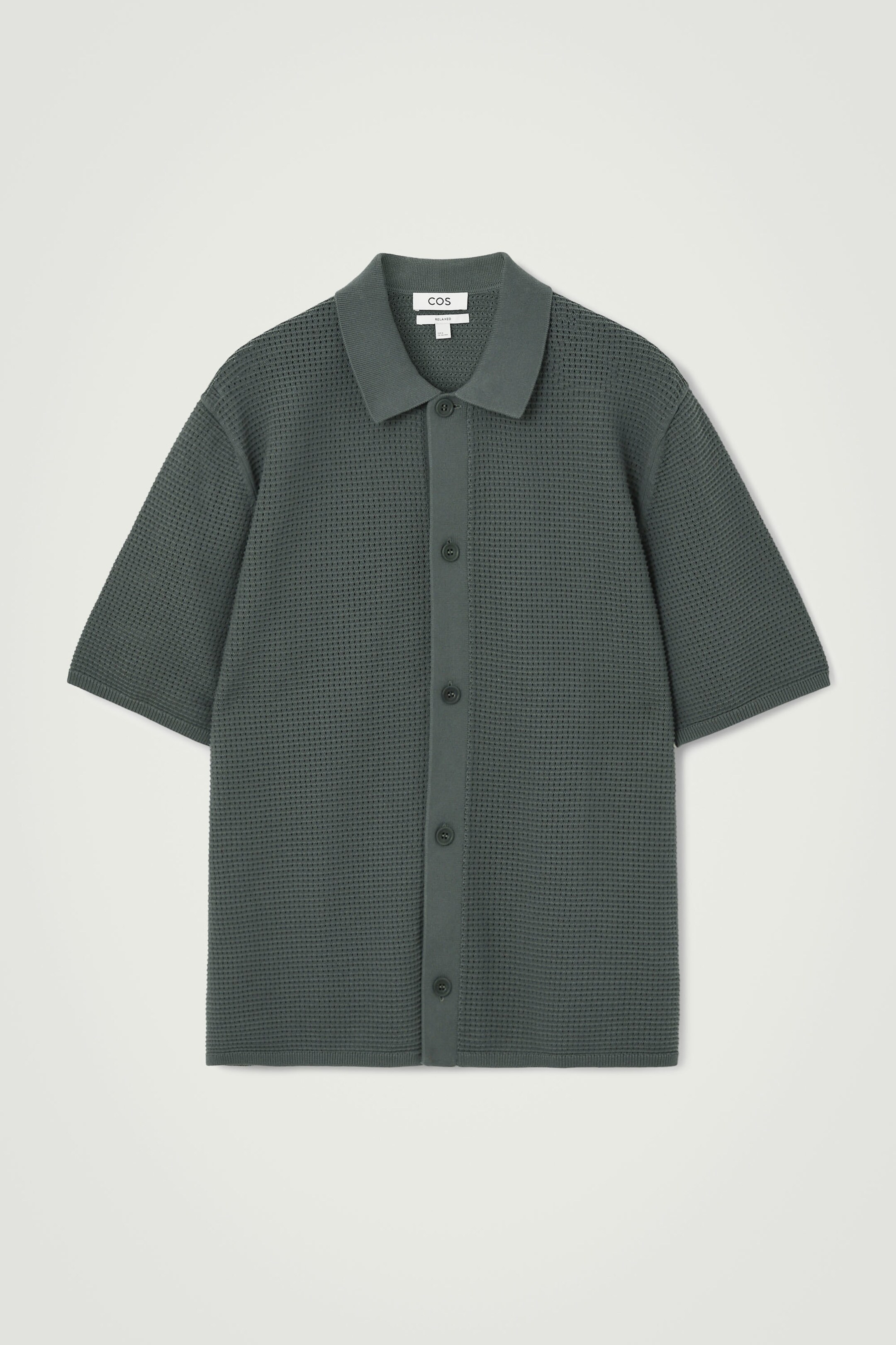 Grösseres Bild ansehen: KURZARMHEMD AUS BAUMWOLLE MIT LOCHSTRICKMUSTER - DUNKELGRÜN - HERREN | H&M CH 1