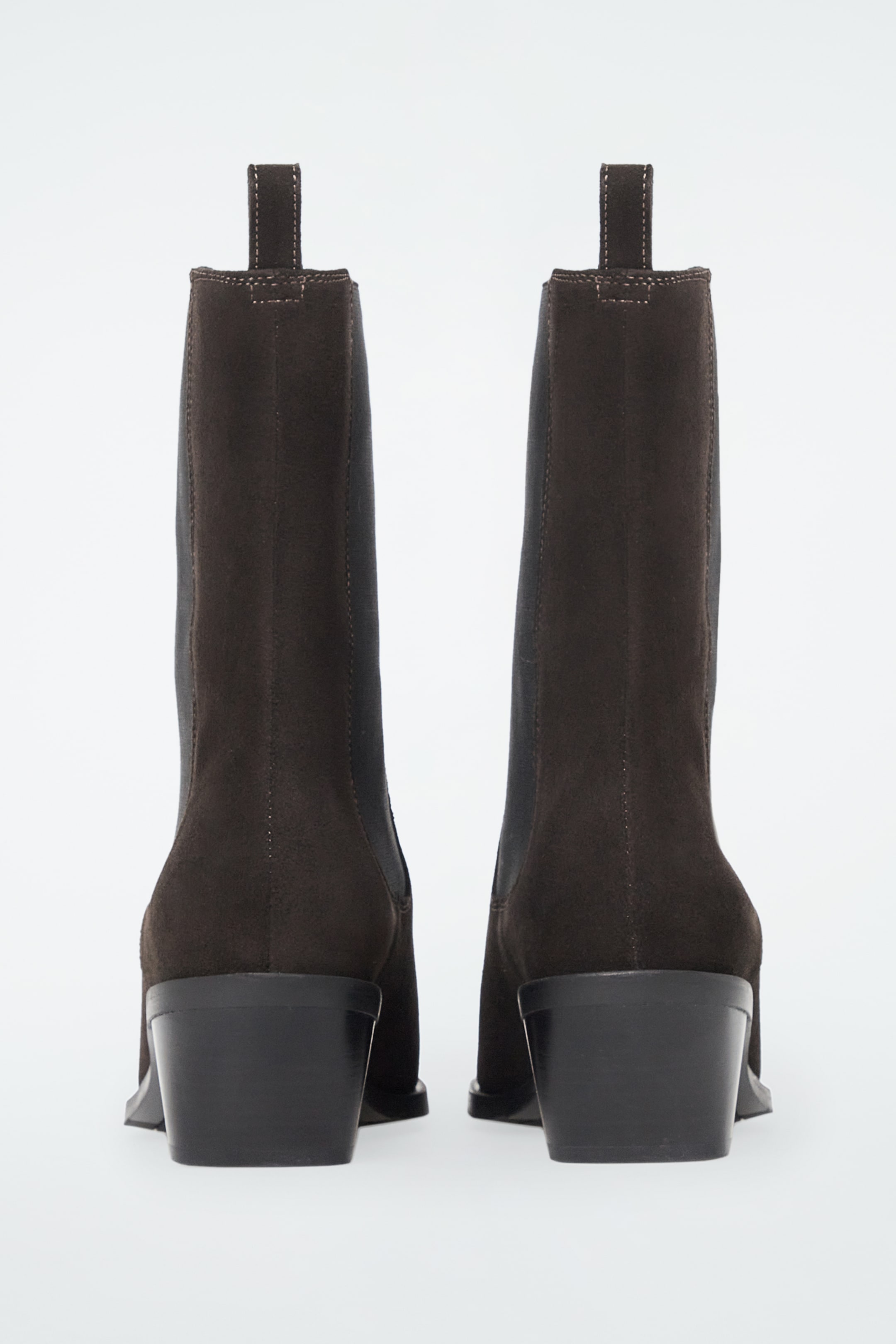 Ingrandisci l'immagine: LEATHER COWBOY CHELSEA BOOTS - DARK-BROWN SUEDE - DONNA | H&M CH 3