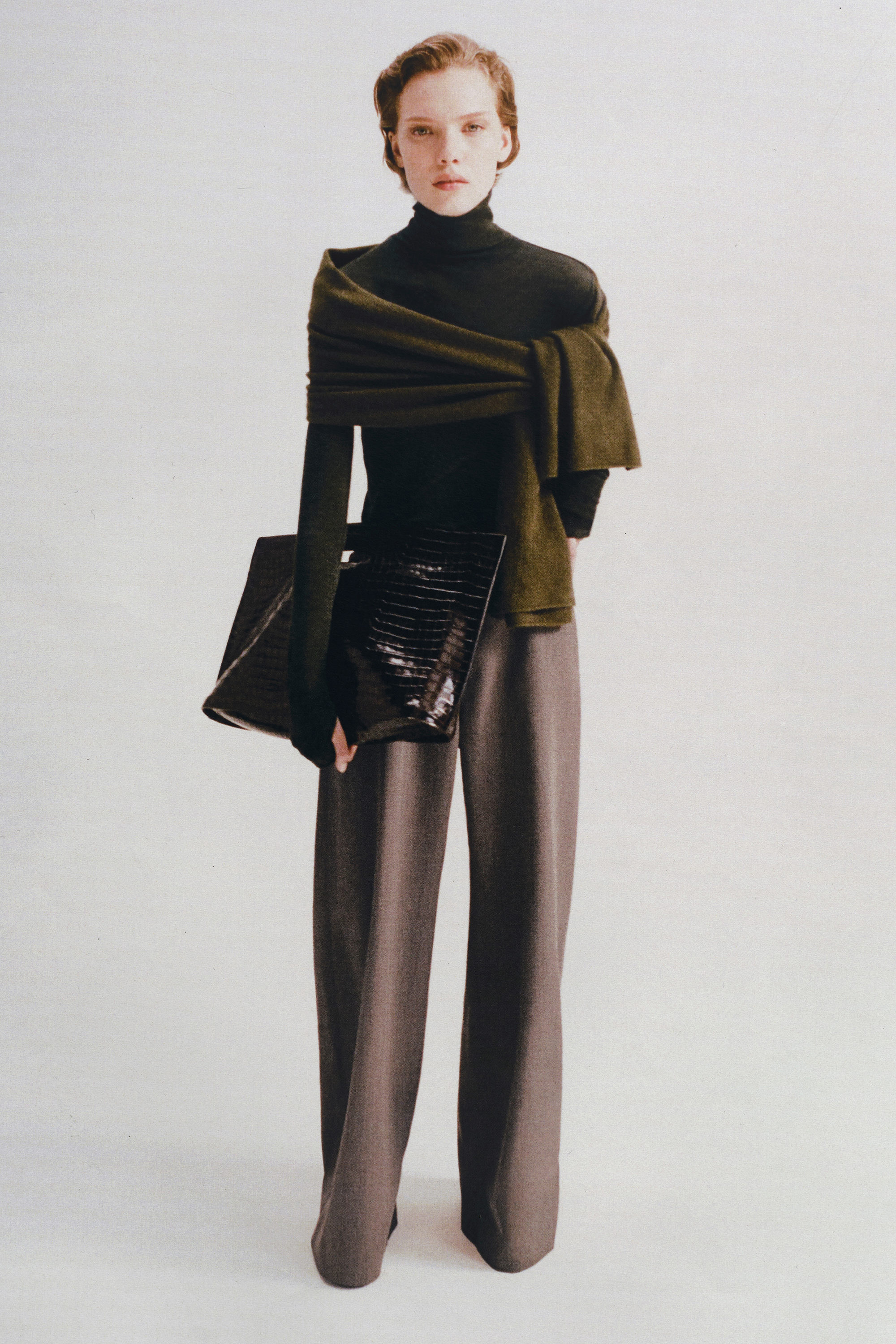 MERINO WOOL HIGH-NECK TOP - DARK-GREEN MELANGE | COS