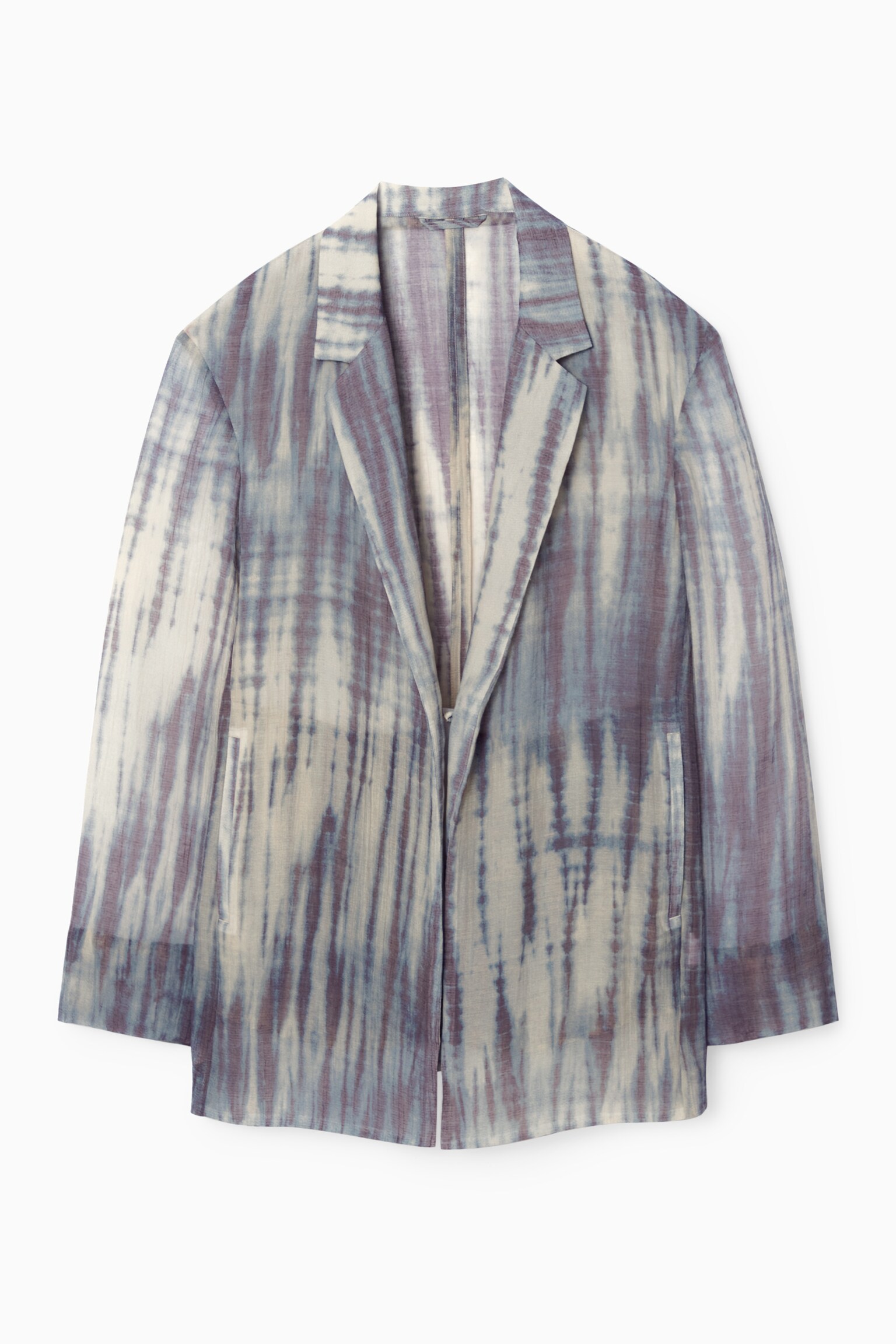 LONGLINE SINGLE-BREASTED BLAZER - BEIGE / BLUE