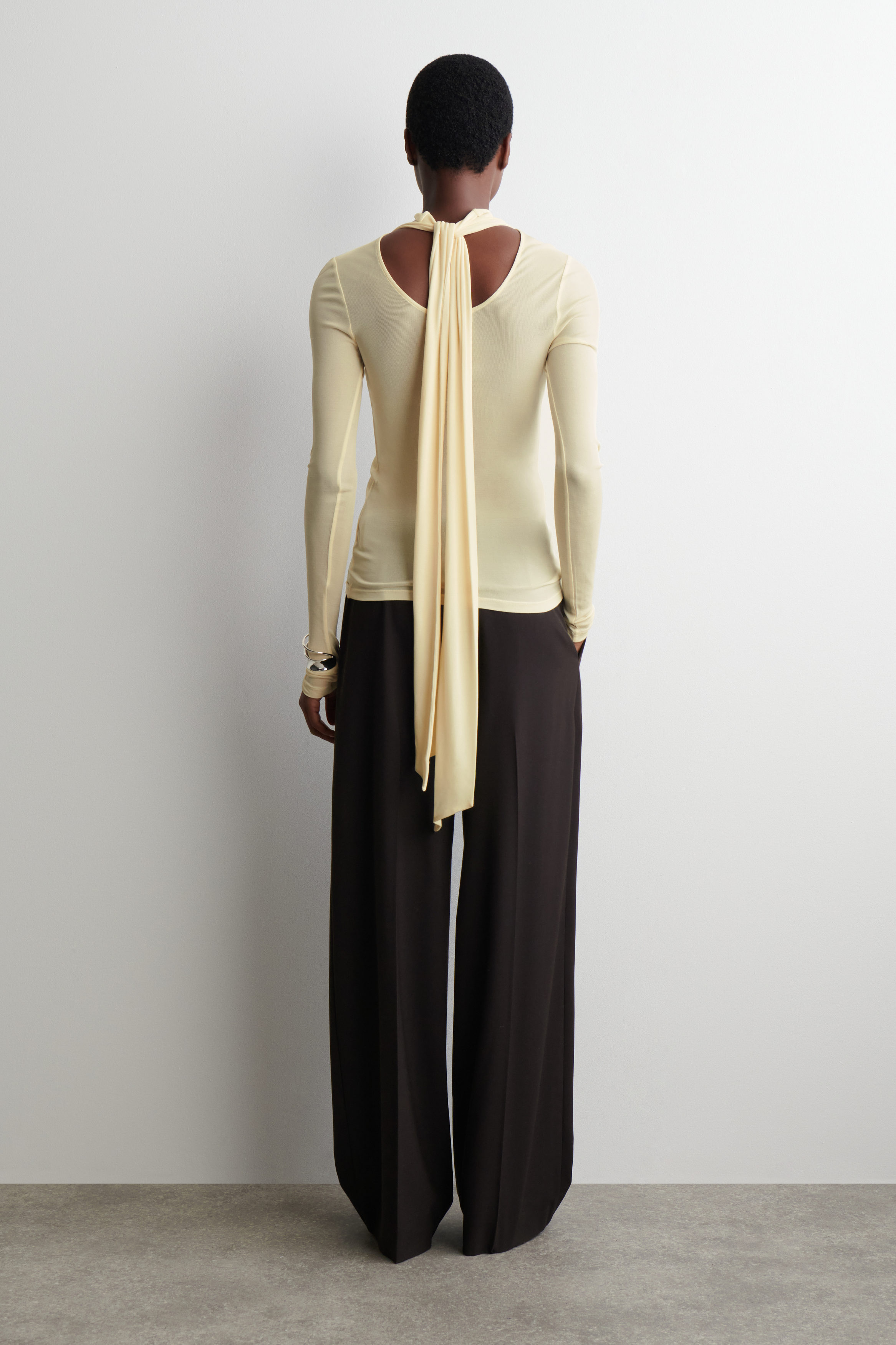 SCARF-DETAIL SILK TOP - ECRU | COS