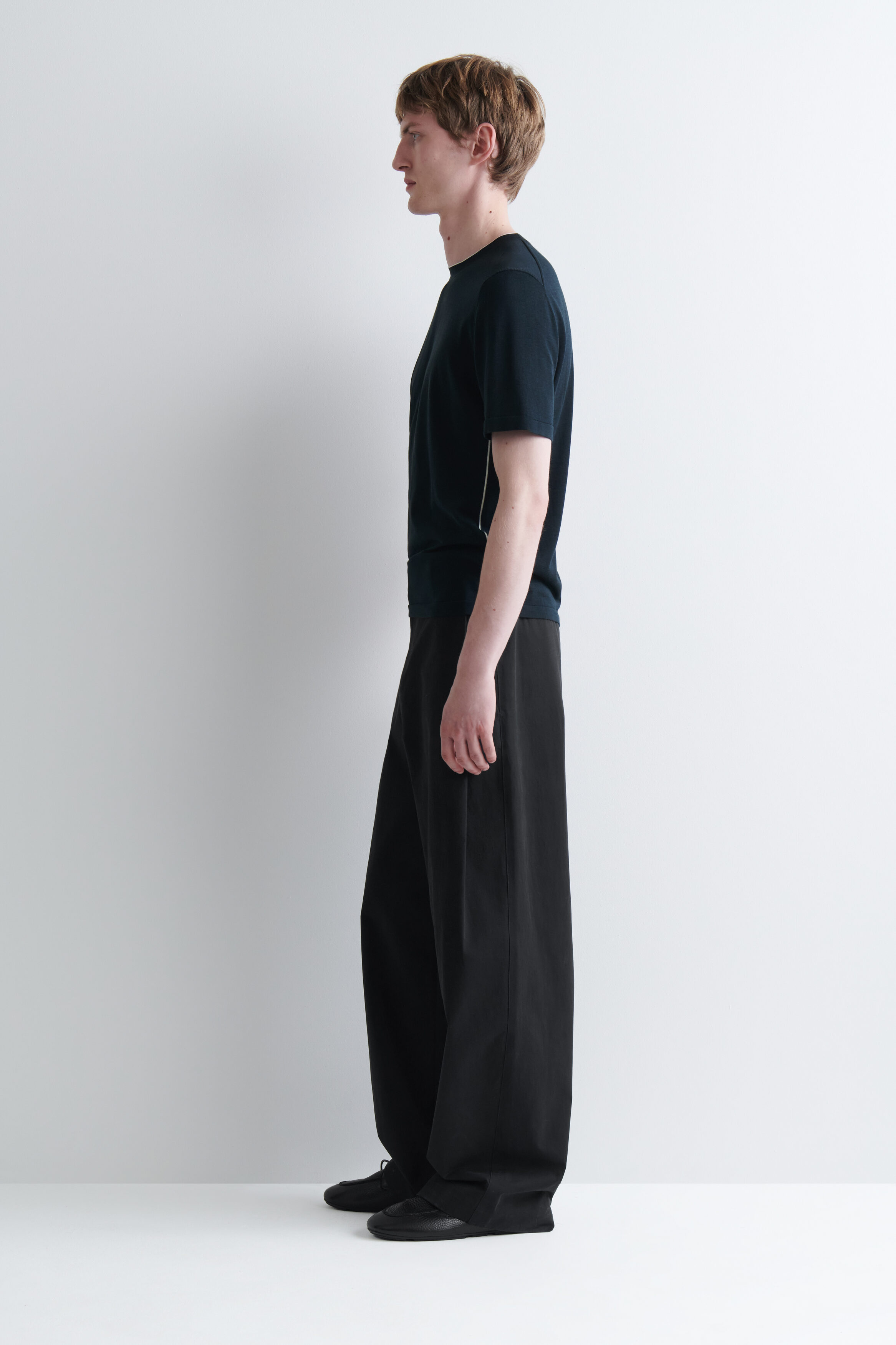 CONTRAST-TIPPED SILK-COTTON T-SHIRT - NAVY / WHITE | COS US