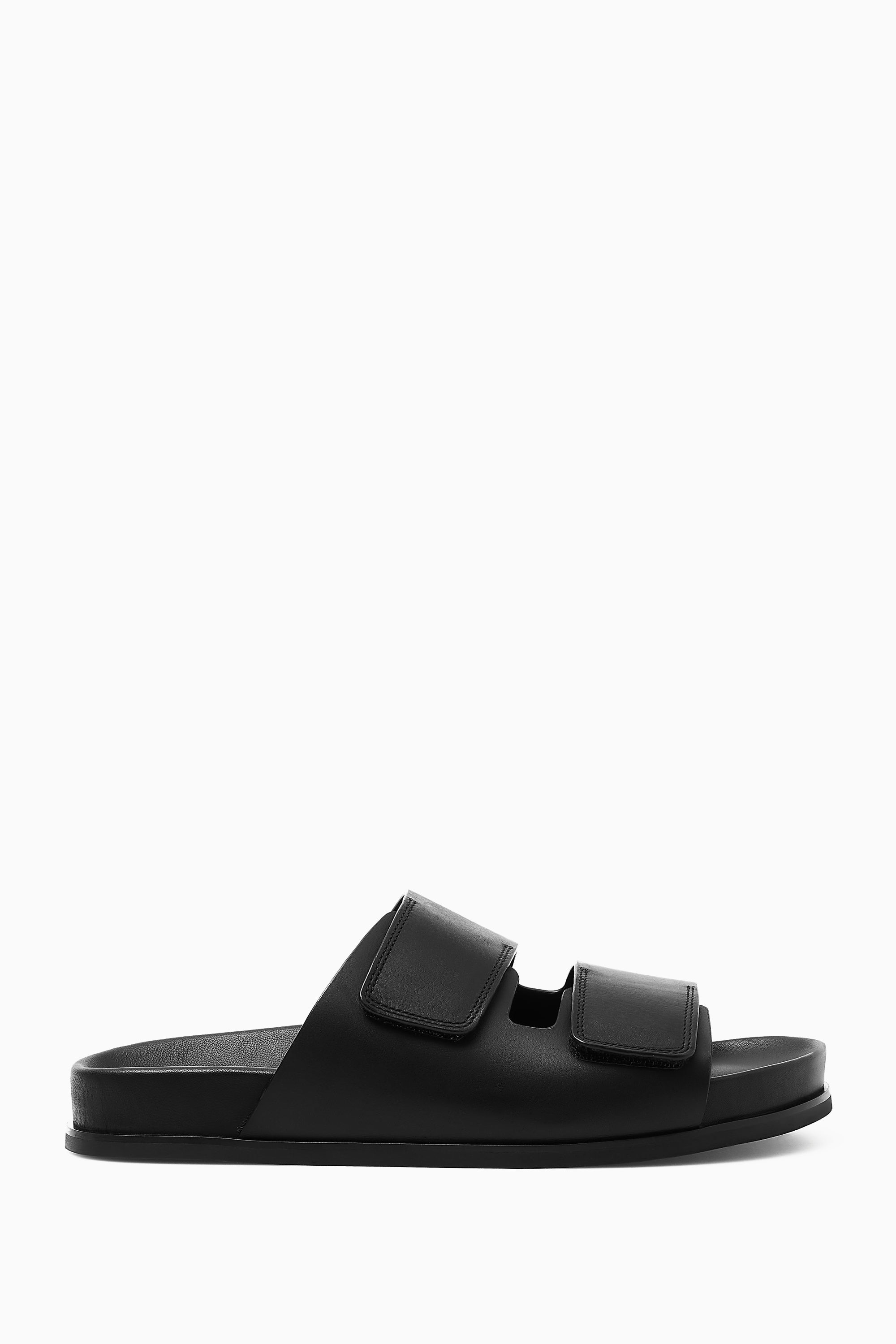 【2plan】Moros leather slides Roger Vivier Leather Buckle Flat Slide Sandals | Neiman Marcus