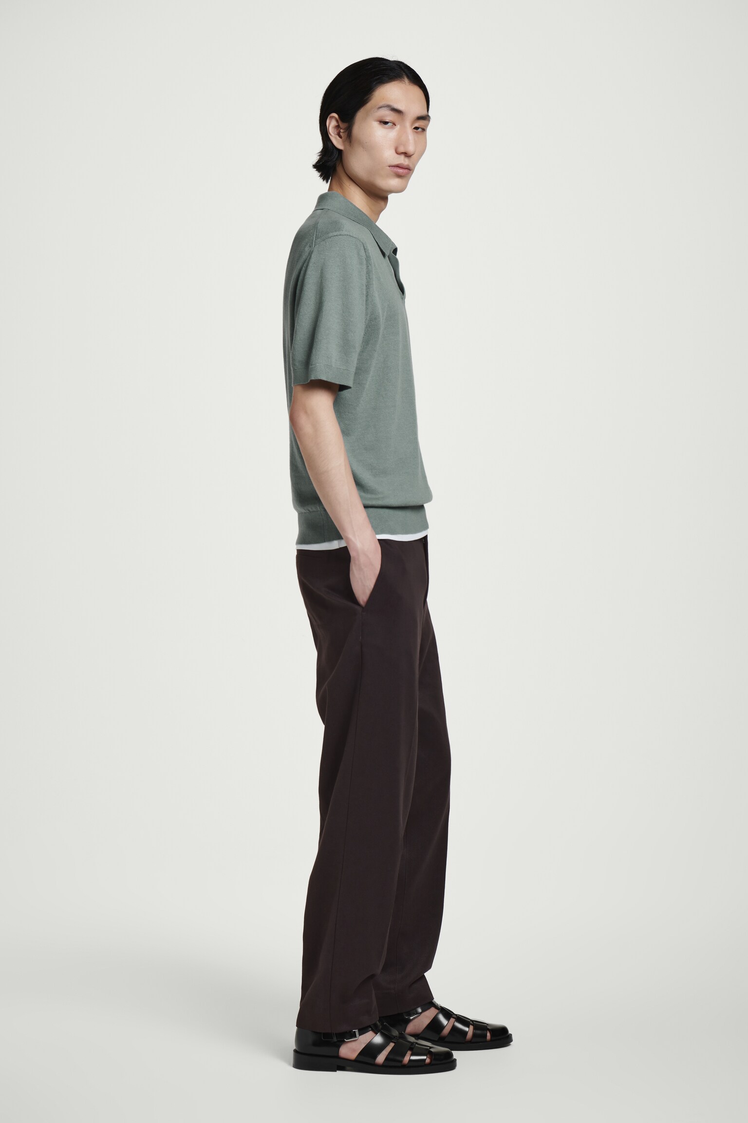 POLO DE PUNTO DE LINO - VERDE/TOPO OSCURO/AZUL - 3