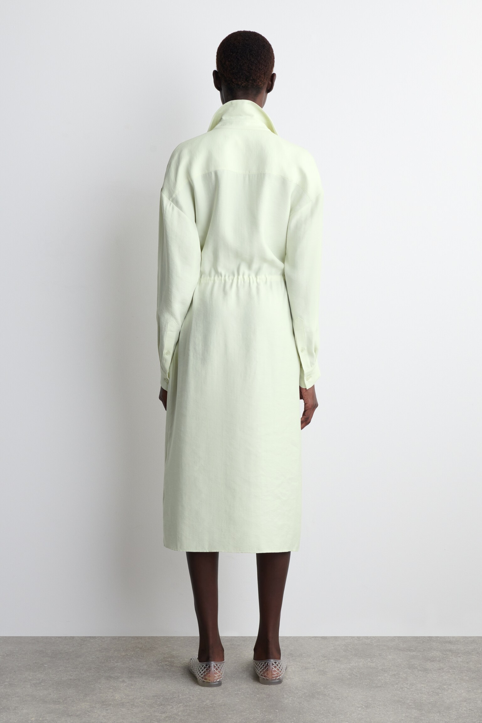 ROBE-CHEMISE MIDI PORTEFEUILLE - VERT CLAIR/ROSE / RAYURES - 6