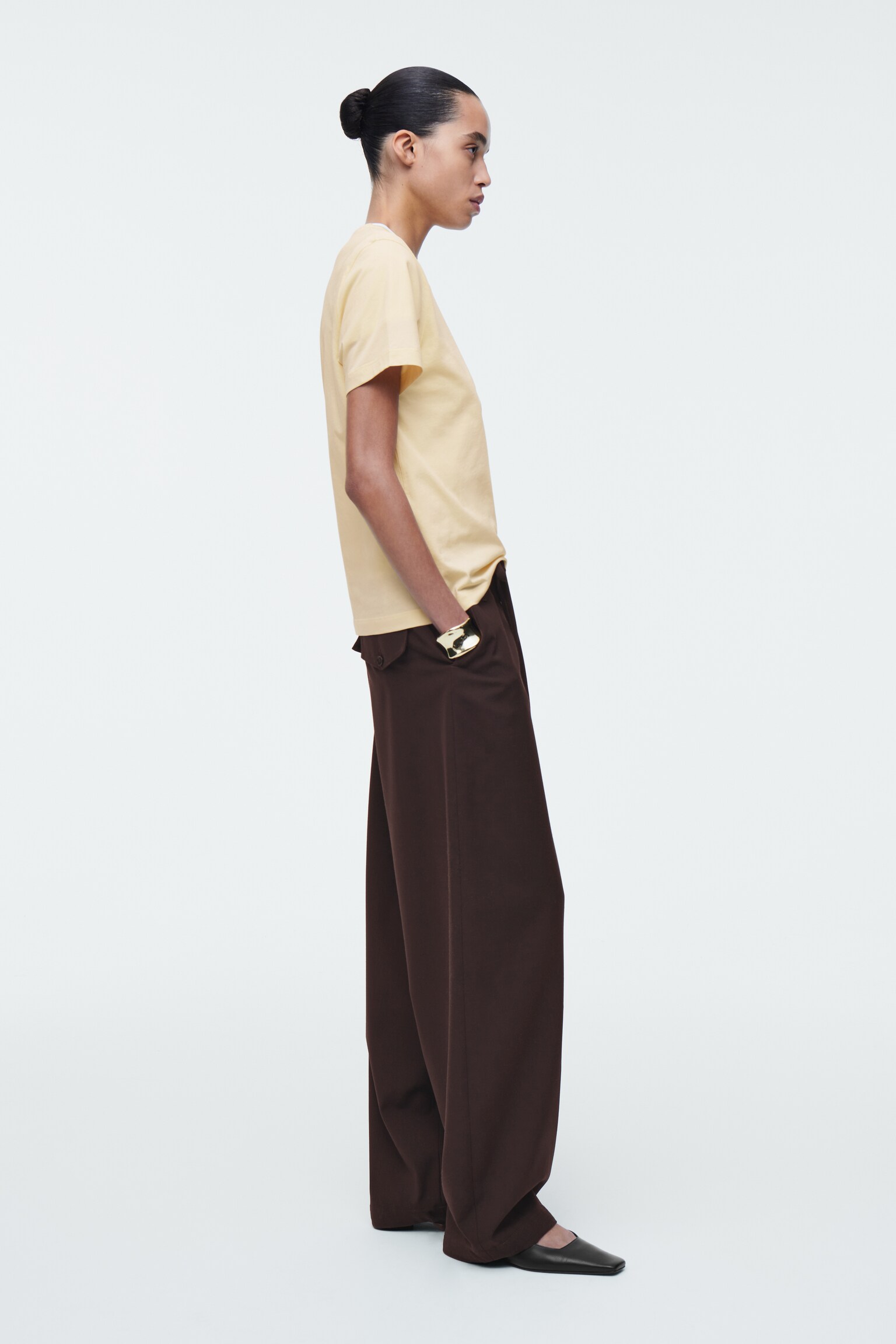 CREW-NECK COTTON T-SHIRT - LIGHT YELLOW/LIGHT-GREY MÉLANGE/NAVY/LIGHT BLUE/WHITE / STRIPED/BLACK/DARK KHAKI/WHITE/GREY MÉLANGE/DARK BROWN - 6