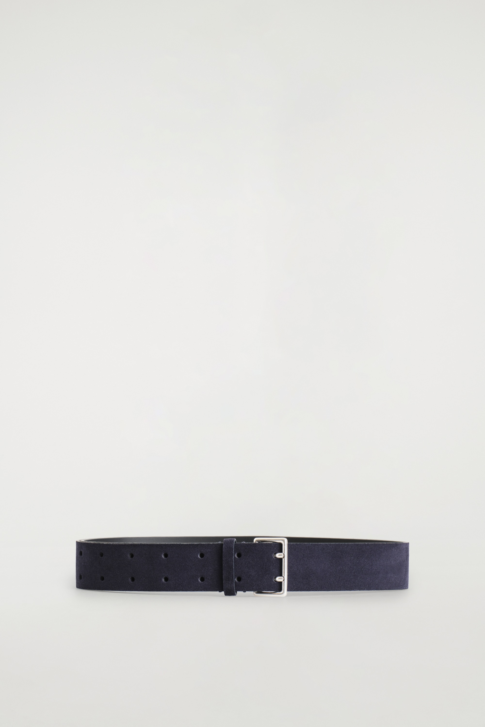CEINTURE EN DAIM À DOUBLE ARDILLON - BLEU MARINE/BRUN/CAPPUCCINO