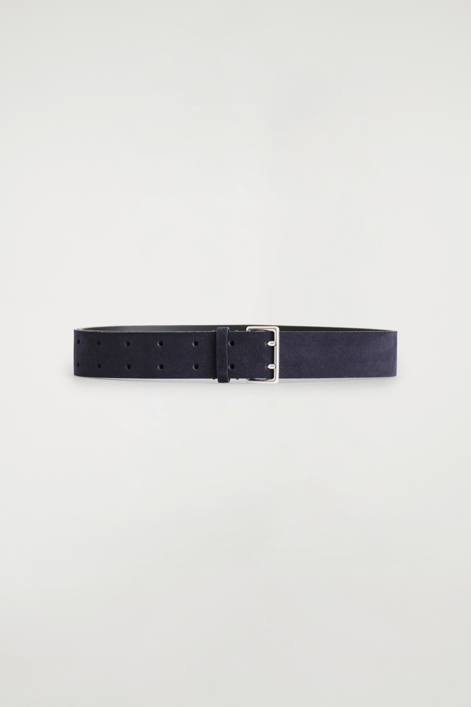 CEINTURE EN DAIM À DOUBLE ARDILLON - BLEU MARINE/BRUN/CAPPUCCINO - 2