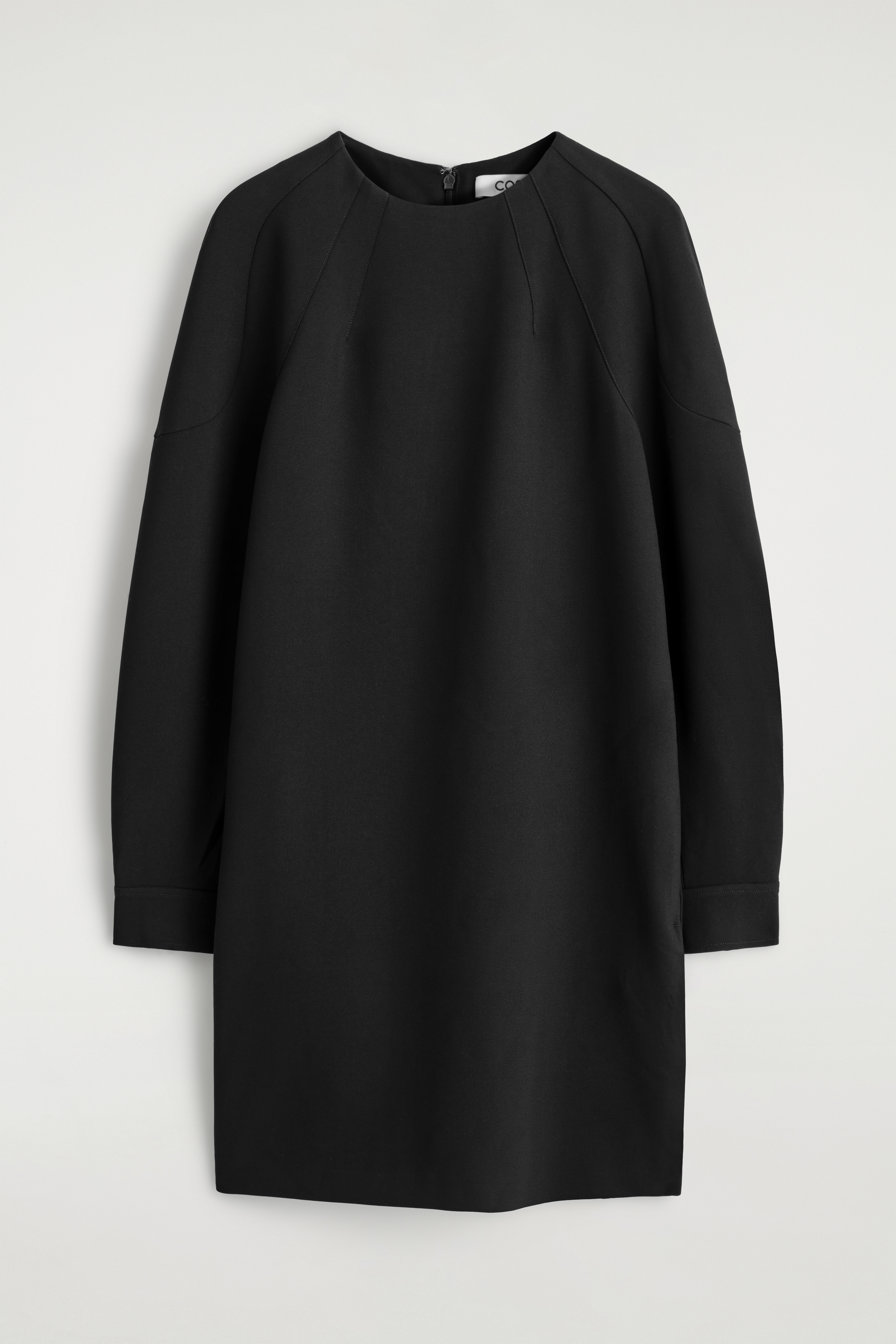 TAILORED LONG-SLEEVED MINI DRESS - BLACK