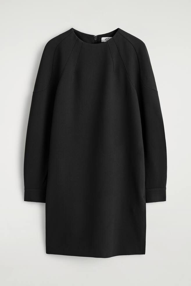 ABITO MINI SARTORIALE A MANICHE LUNGHE - NERO - 1