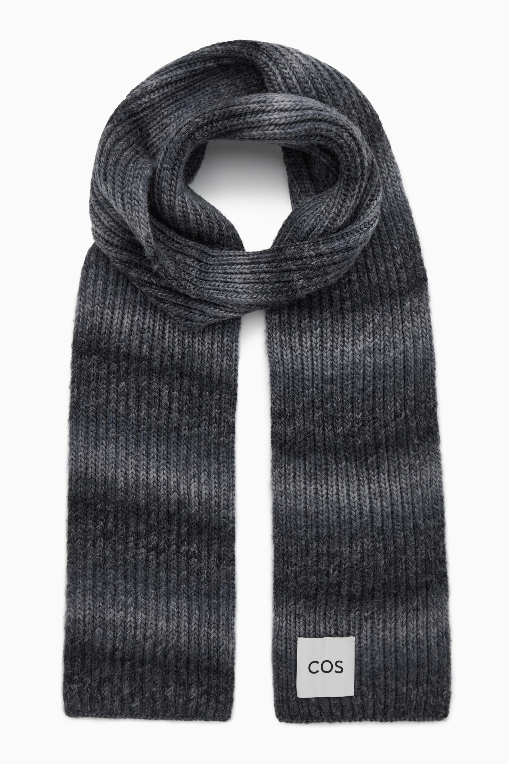 GRADIENT WOOL-KNIT SCARF - NAVY | COS