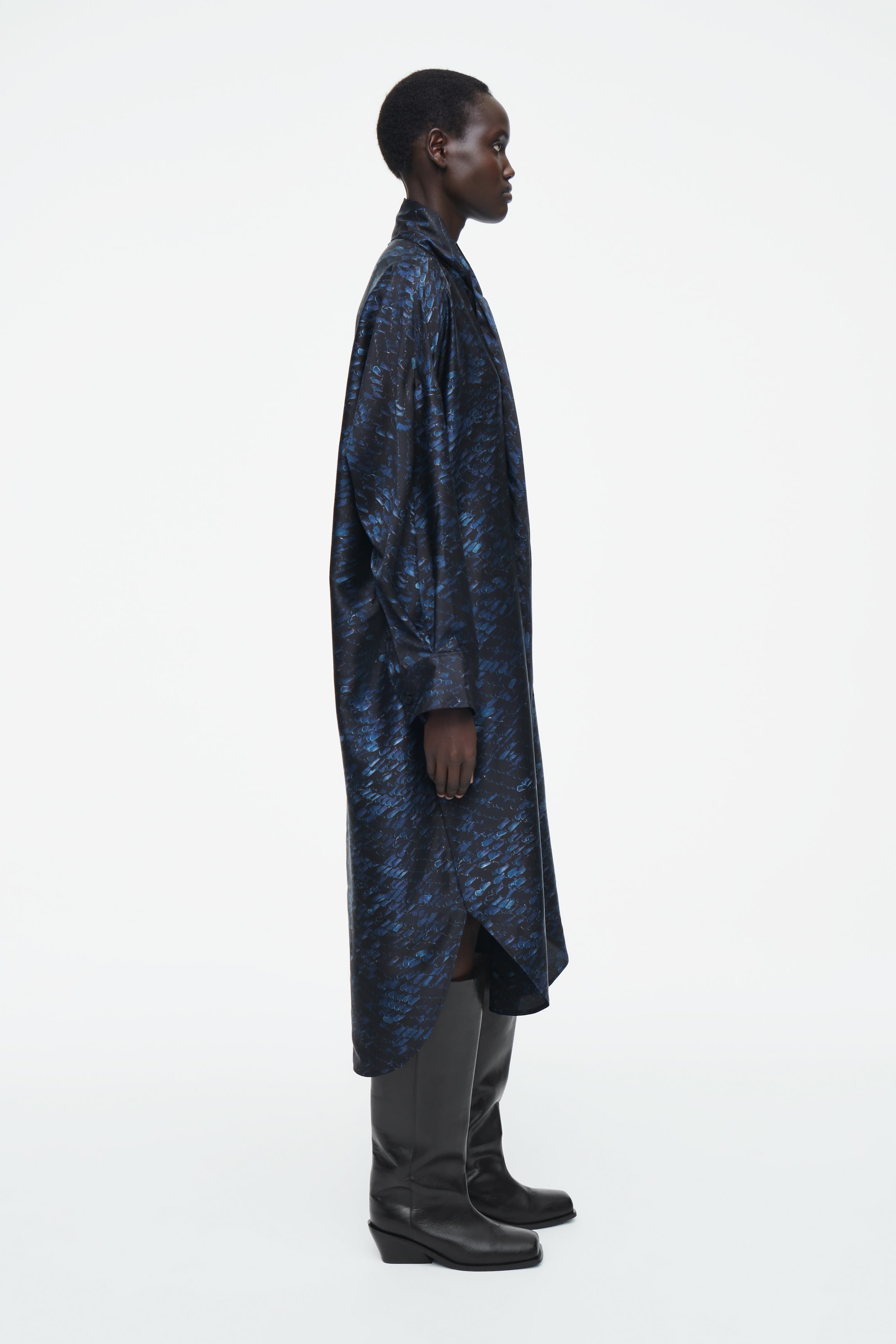 PRINTED SCARF-DETAIL MIDI DRESS