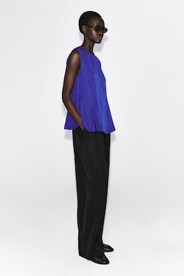 PLEATED PEPLUM TOP — COBALT BLUE 4