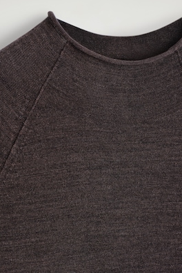 MERINO WOOL FUNNEL-NECK SWEATER — BROWN MÉLANGE 7