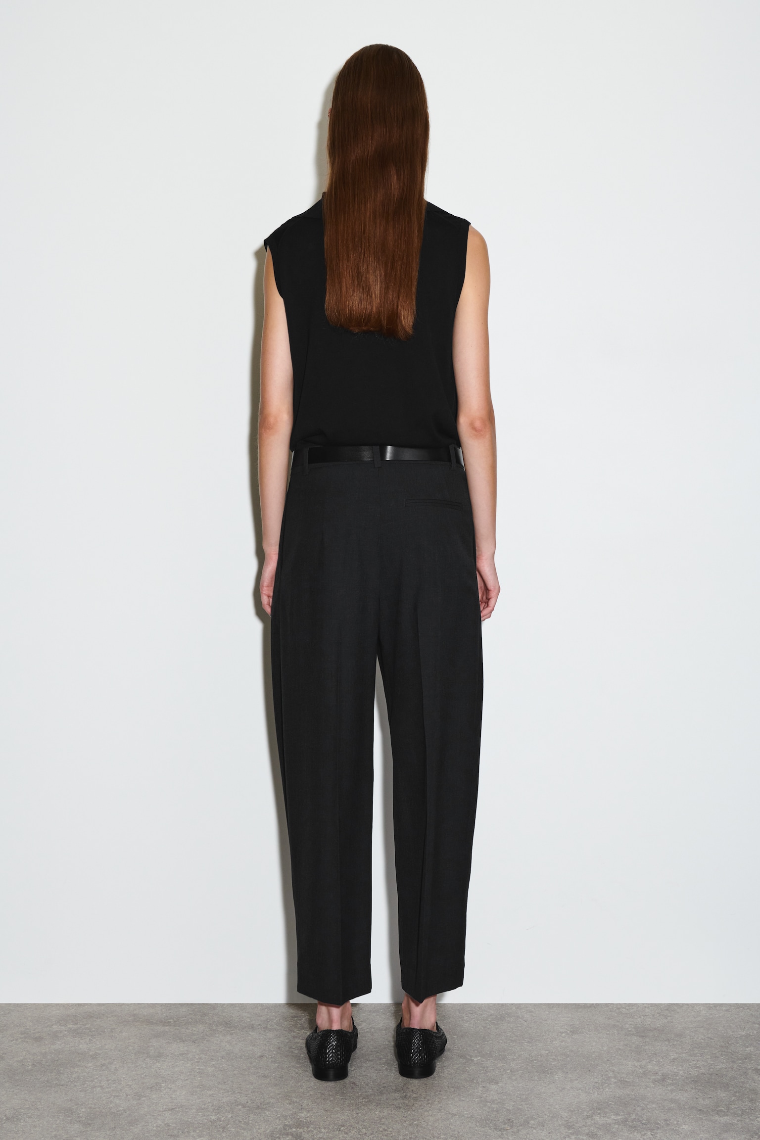 PANTALON BARREL À PLIS EN LAINE - NOIR/BEIGE CHINÉ/TAUPE - 3