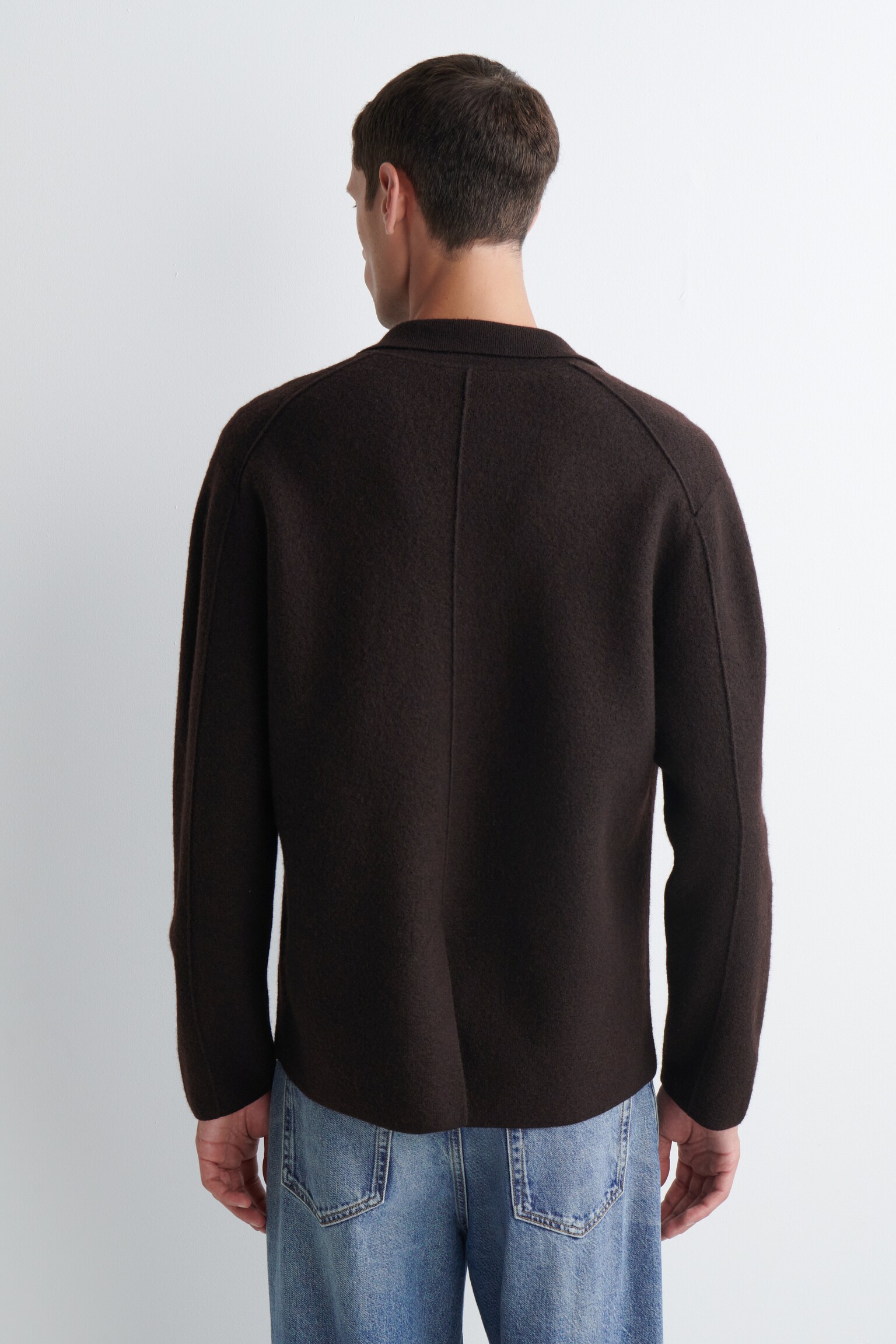 BOILED MERINO WOOL BLAZER - DARK BROWN - 6