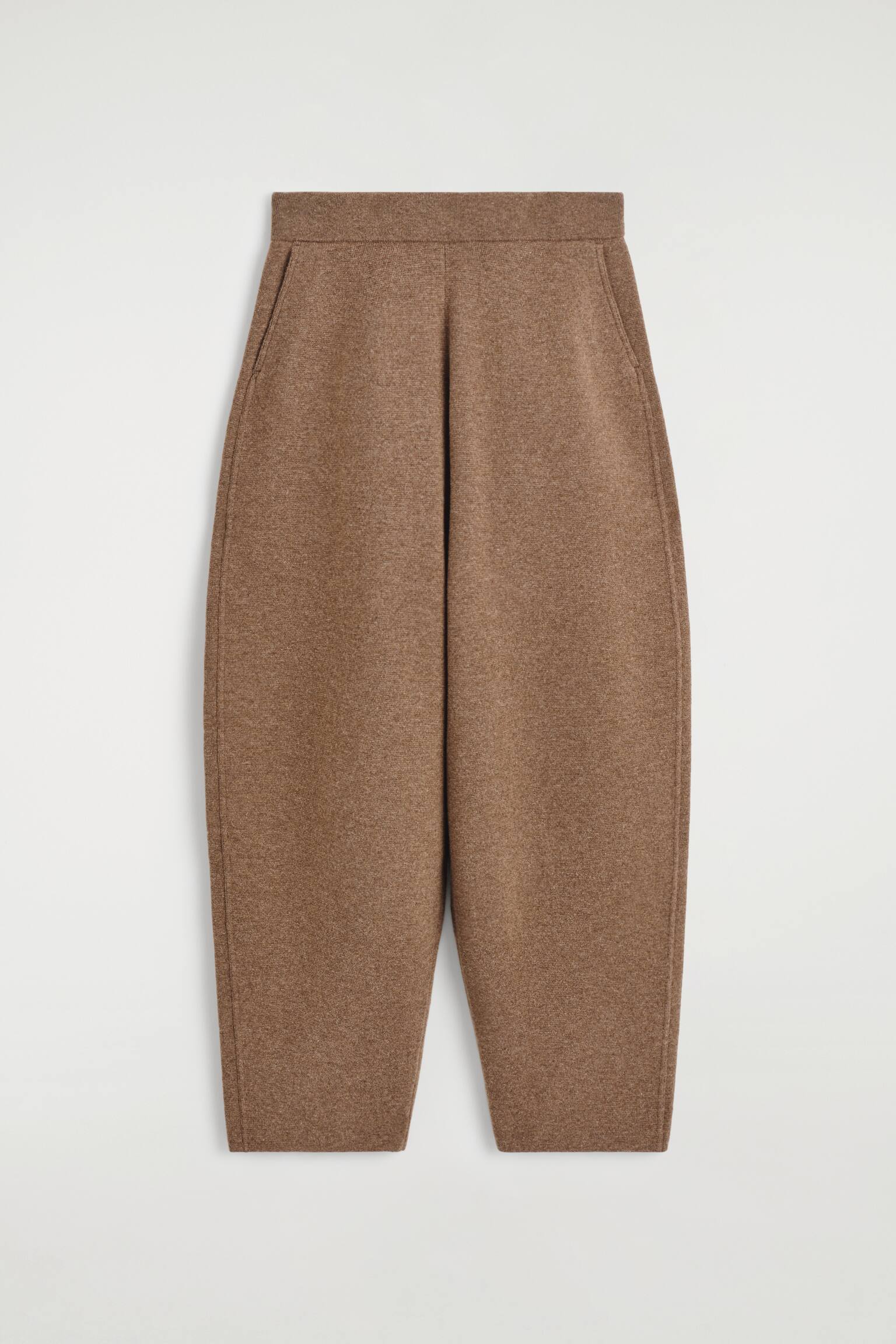 BARREL-LEG BYXOR I MERINOULL - BRUNMELERAD - 2